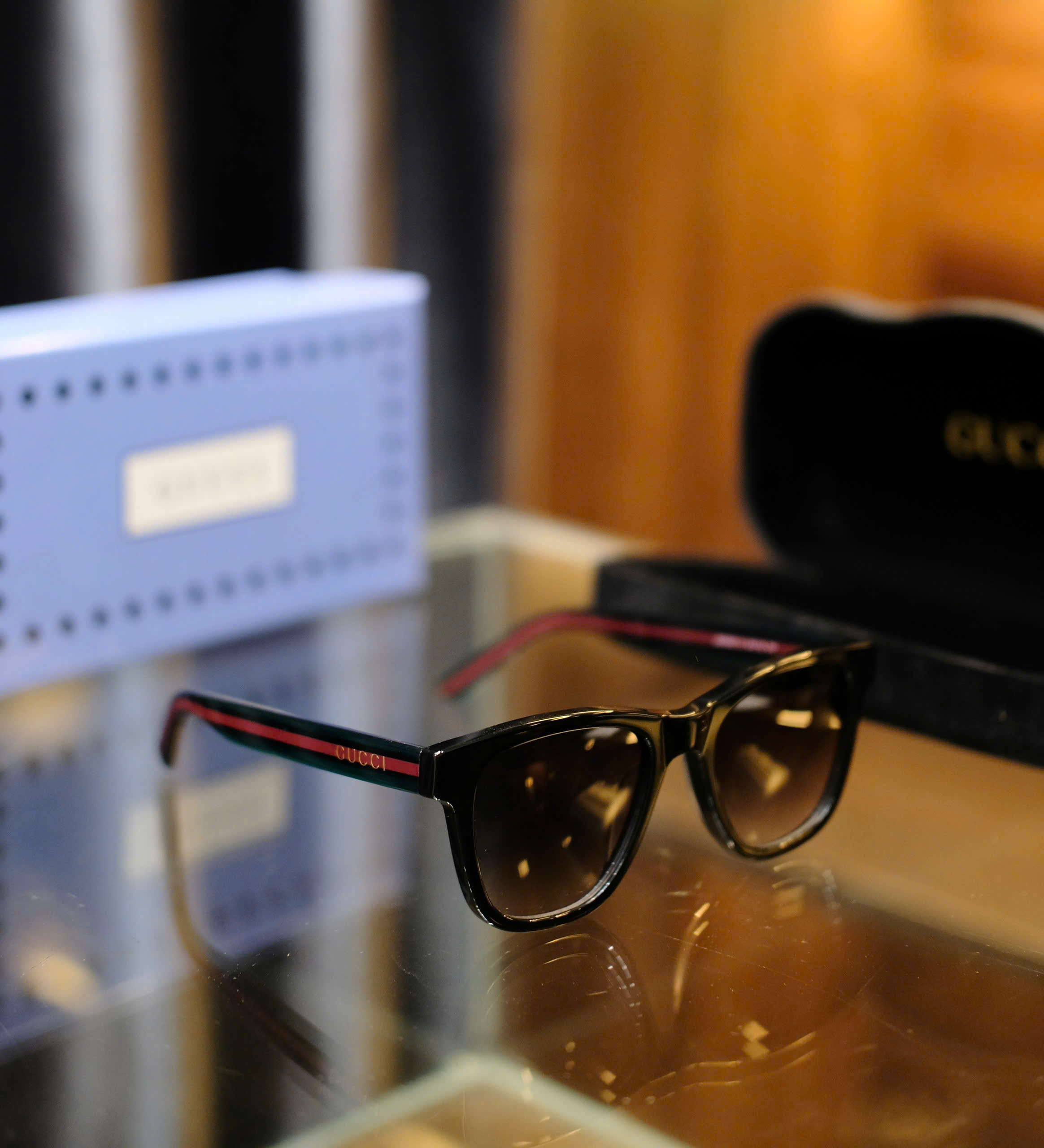 Kính mắt thời trang Gucci GC Đen logo chữ gọng Xanh Đỏ Like Auth on web fullbox DDT