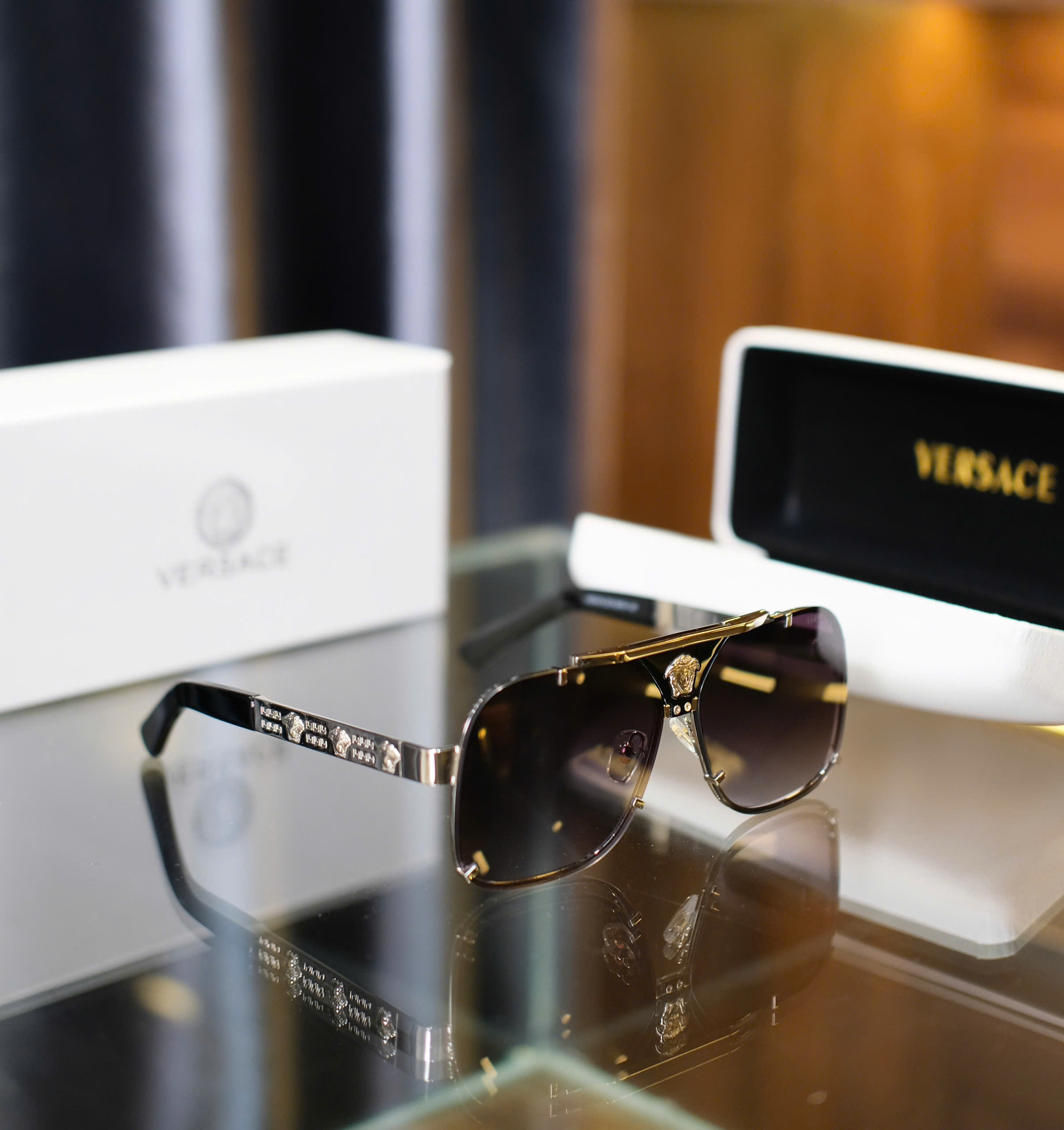 Kính mắt thời trang Versace VS Đen logo mặt Medusa Like Auth on web fullbox DDT