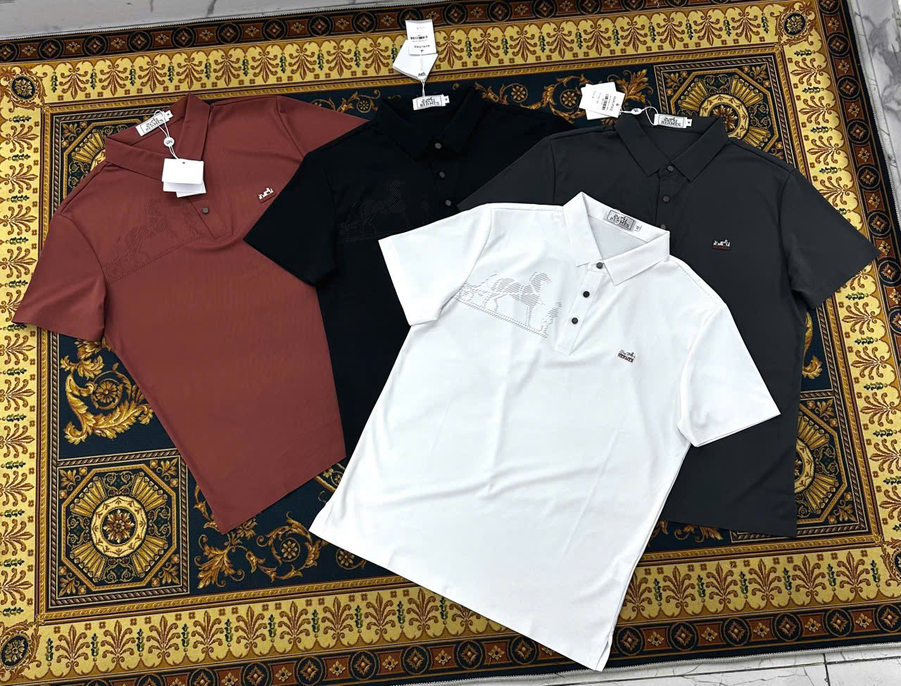 Áo polo Hermes HM logo ngựa ngực Like Auth 1-1 on web LK