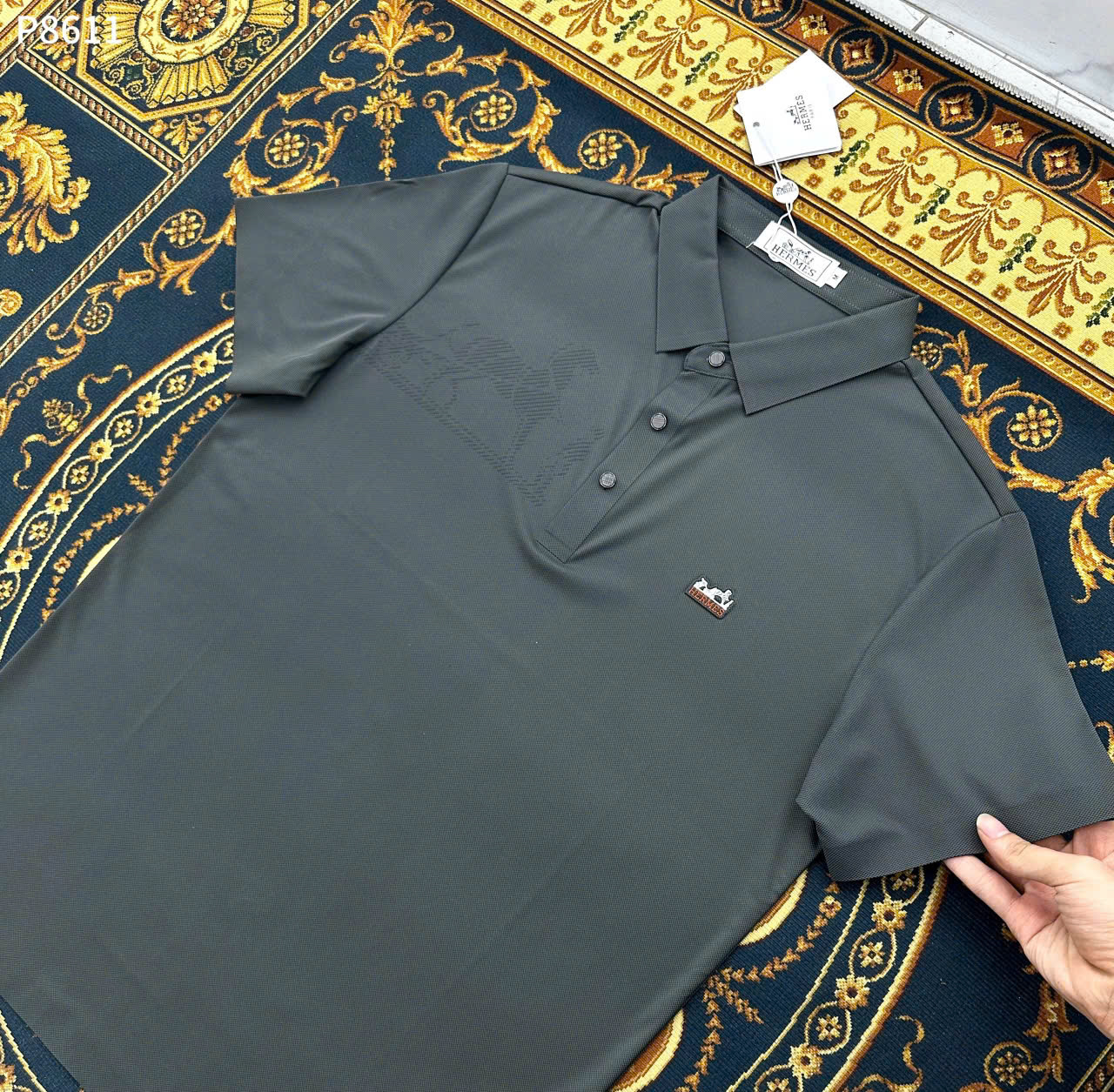Áo polo Hermes HM logo ngựa ngực Like Auth 1-1 on web LK
