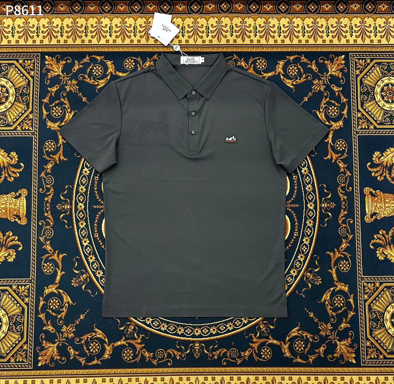 Áo polo Hermes HM logo ngựa ngực Like Auth 1-1 on web LK