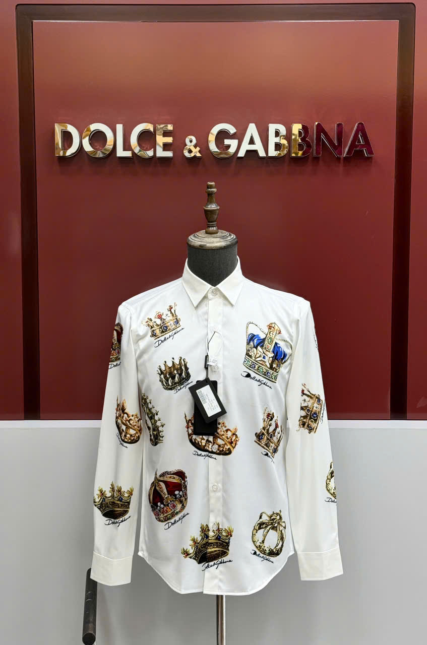 Áo sơ mi dài tay Dolce Gabbana DG họa tiết vương miện các mẫu Like Auth on web LK