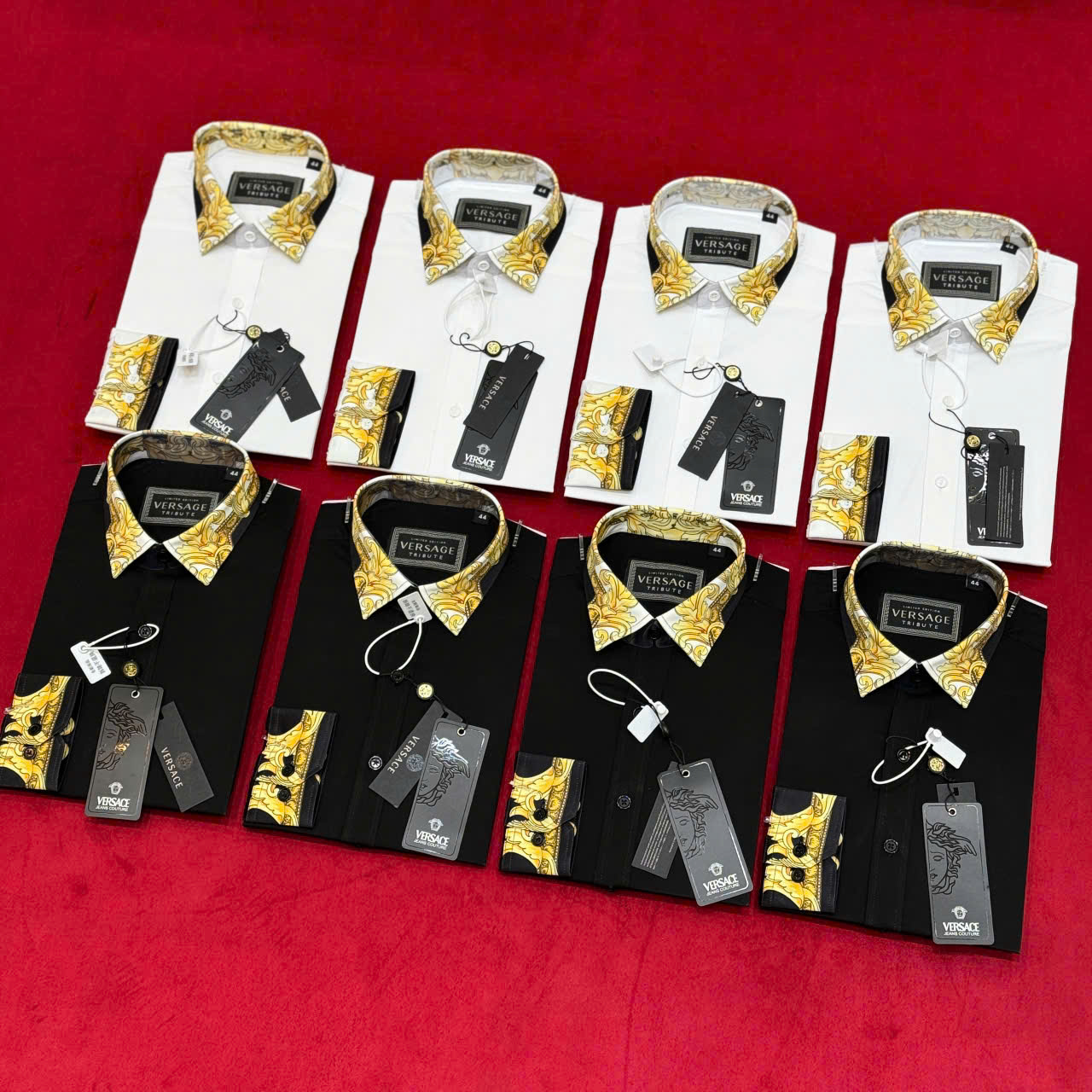 Áo sơ mi dài tay Versace VS họa tiết hoa văn Vàng cổ tay Like Auth on web LK