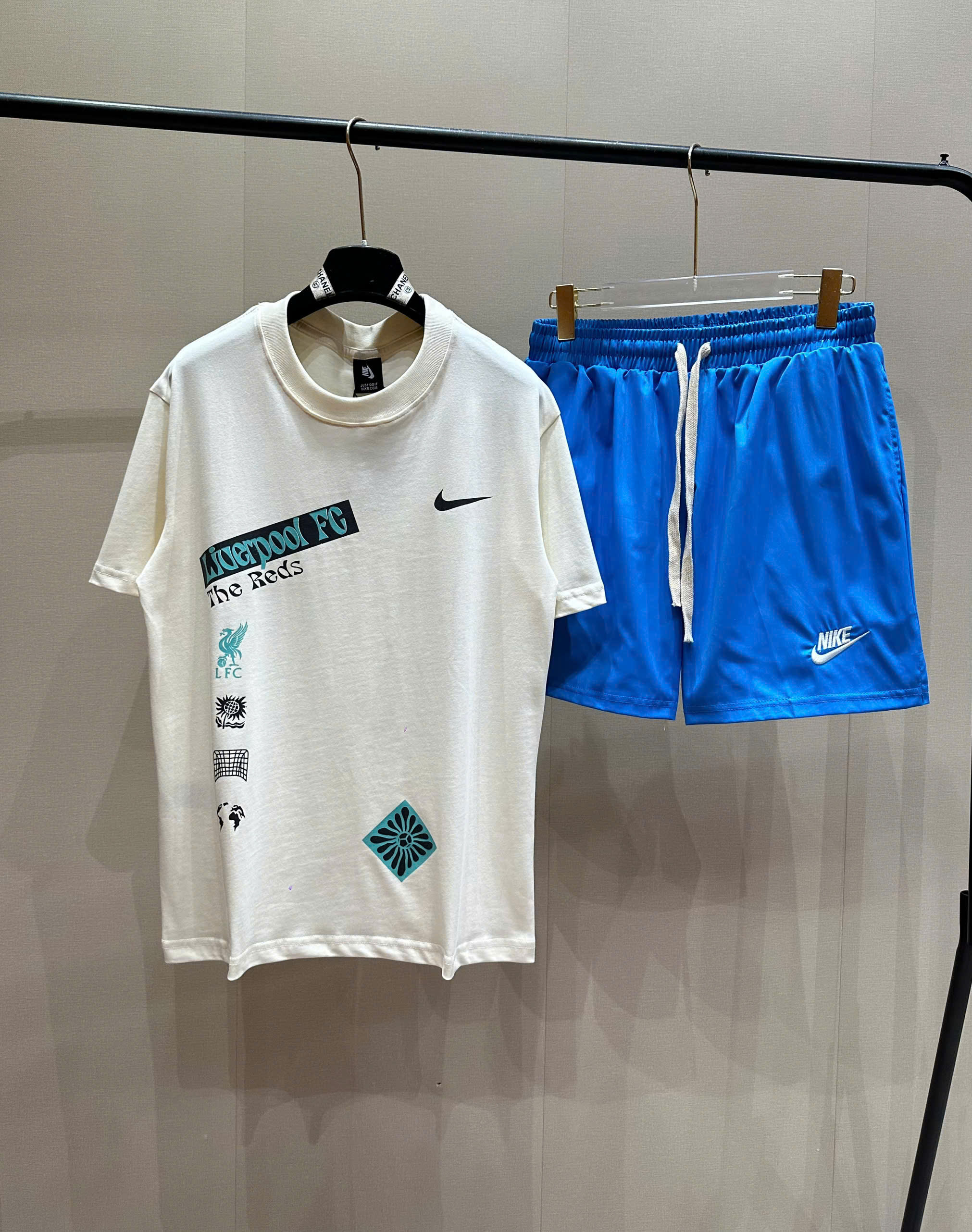 Bộ, Set hè Nike NK họa tiết chữ Xanh dương phối Đen Like Auth on web NV