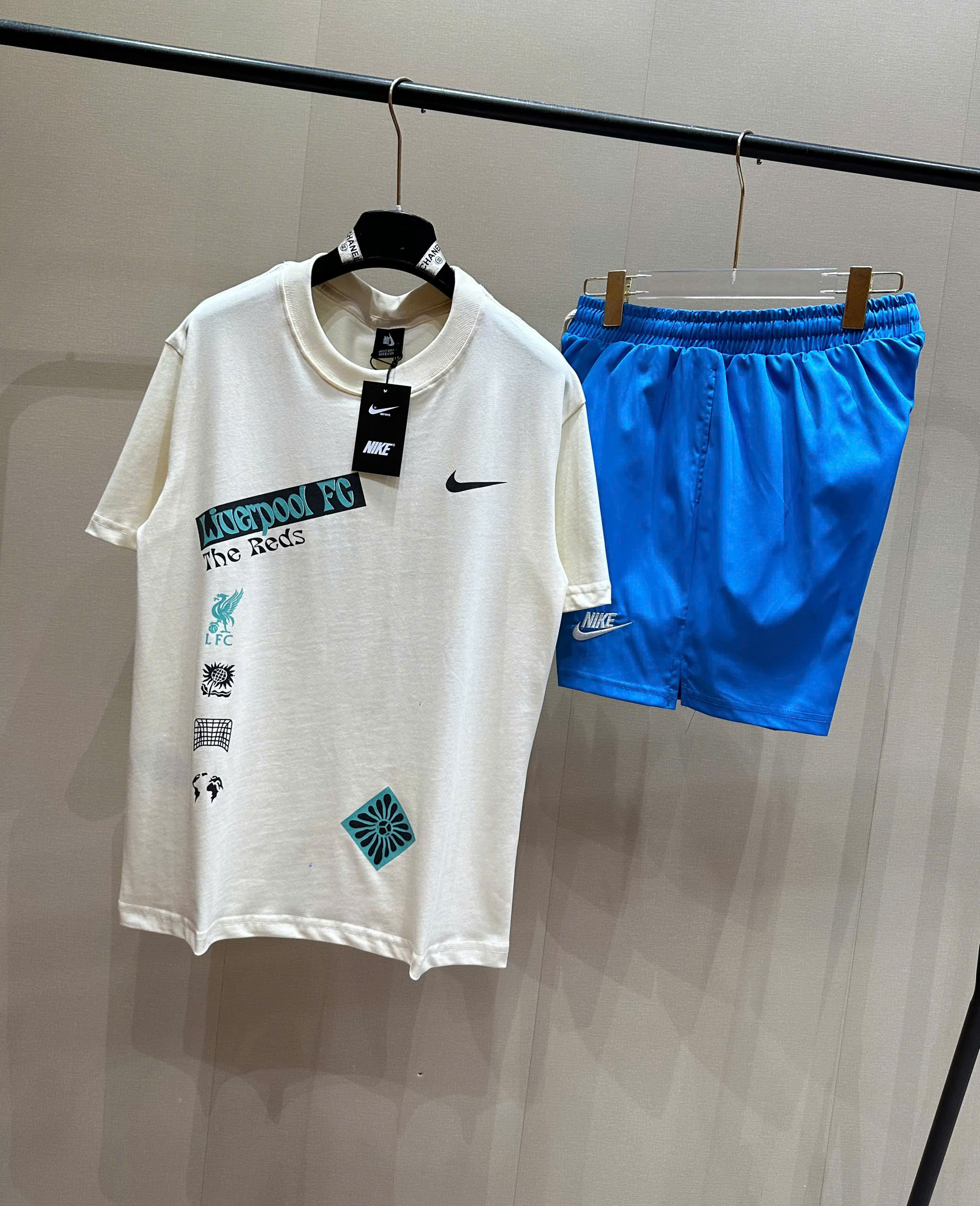 Bộ, Set hè Nike NK họa tiết chữ Xanh dương phối Đen Like Auth on web NV