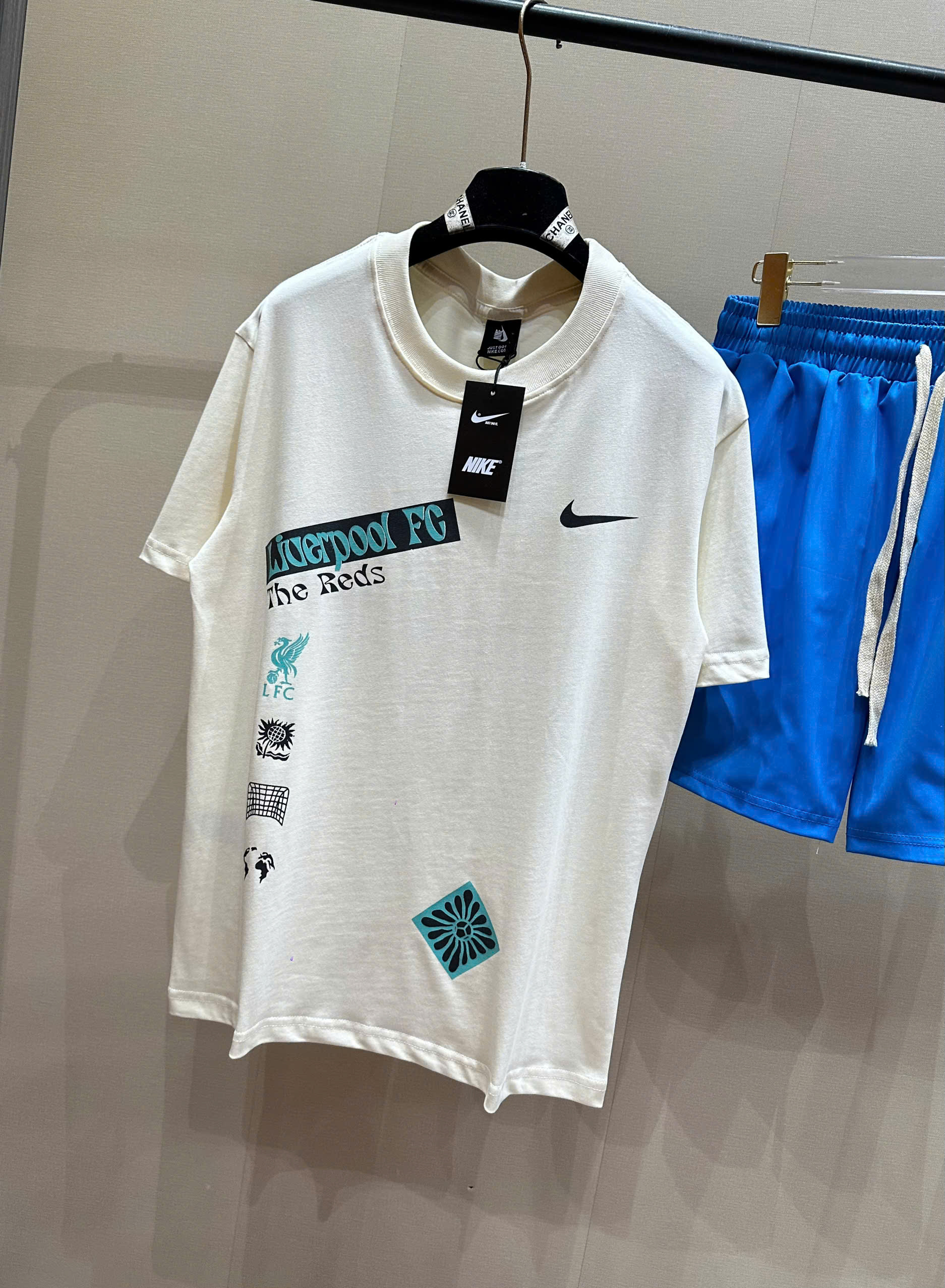 Bộ, Set hè Nike NK họa tiết chữ Xanh dương phối Đen Like Auth on web NV