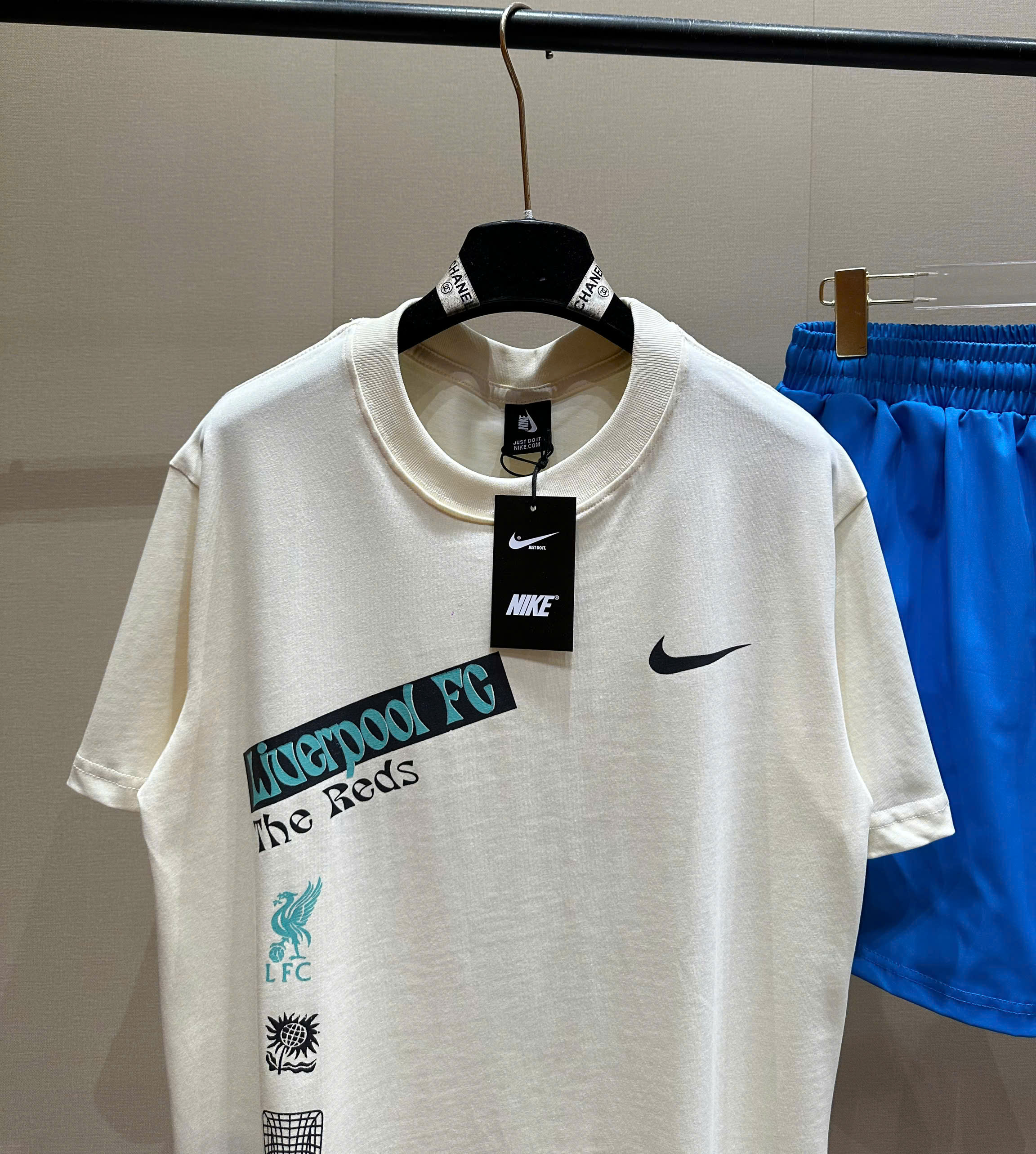 Bộ, Set hè Nike NK họa tiết chữ Xanh dương phối Đen Like Auth on web NV