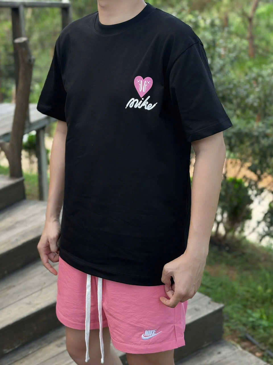 Bộ, Set hè Nike NK họa tiết hoa phối Hồng Like Auth on web NV