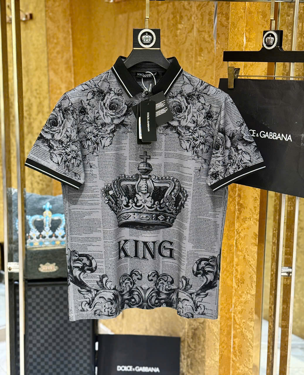 Áo polo Dolce Gabbana DG họa tiết vương miện King Like Auth 1-1 on web CD