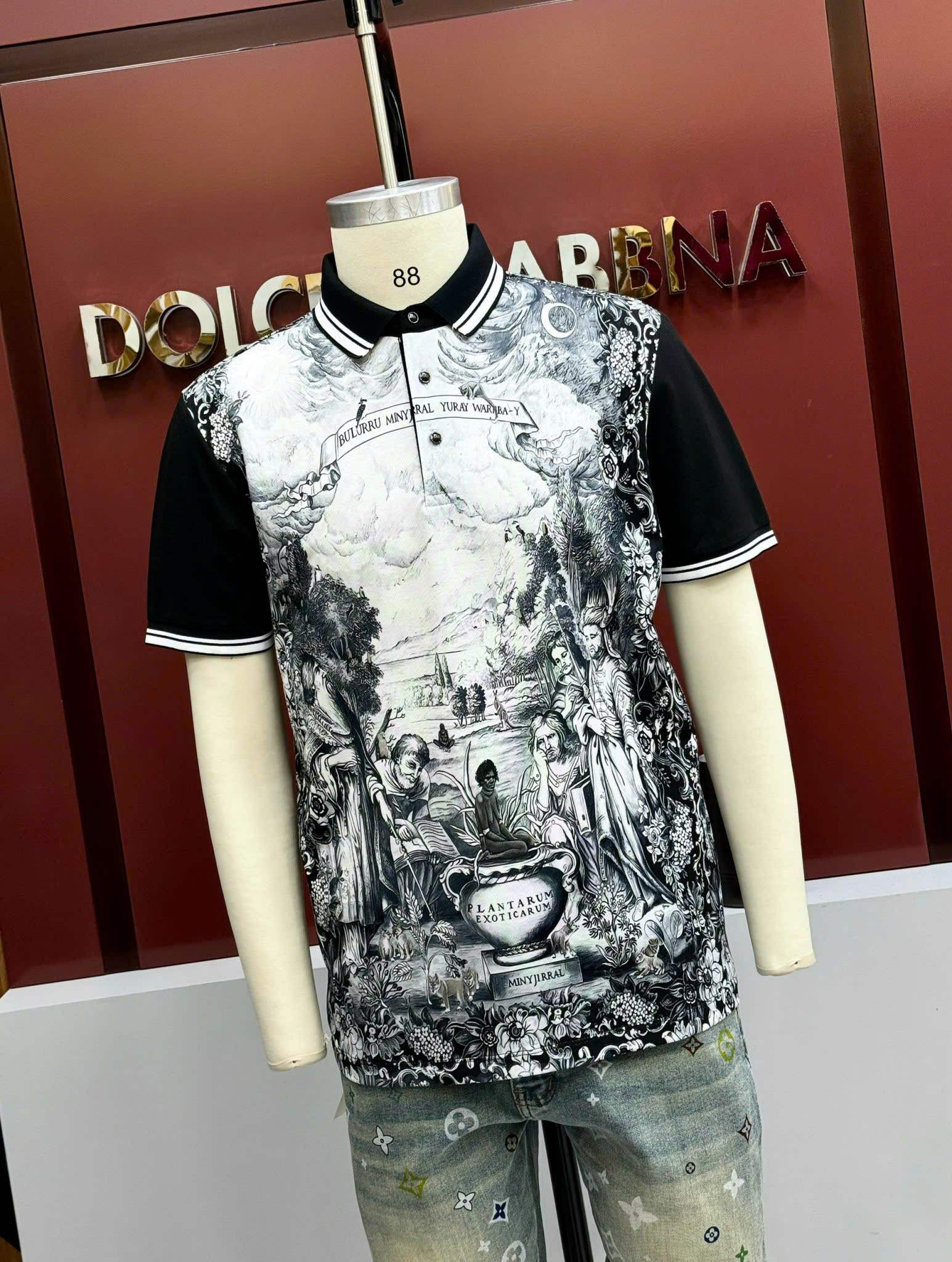Áo polo Dolce Gabbana DG họa tiết 3D Đen Trắng Like Auth 1-1 on web CD