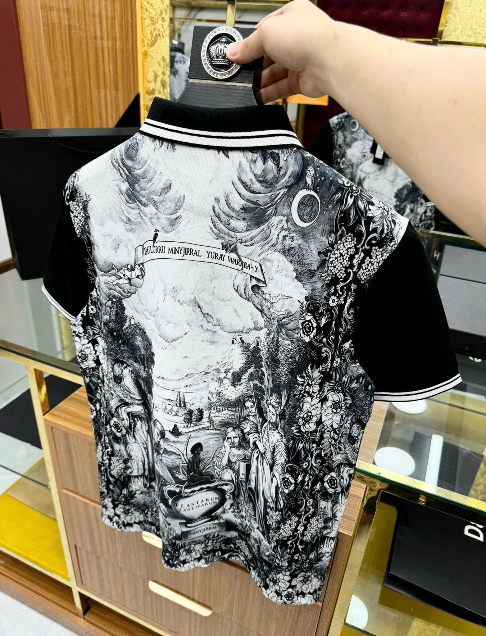 Áo polo Dolce Gabbana DG họa tiết 3D Đen Trắng Like Auth 1-1 on web CD
