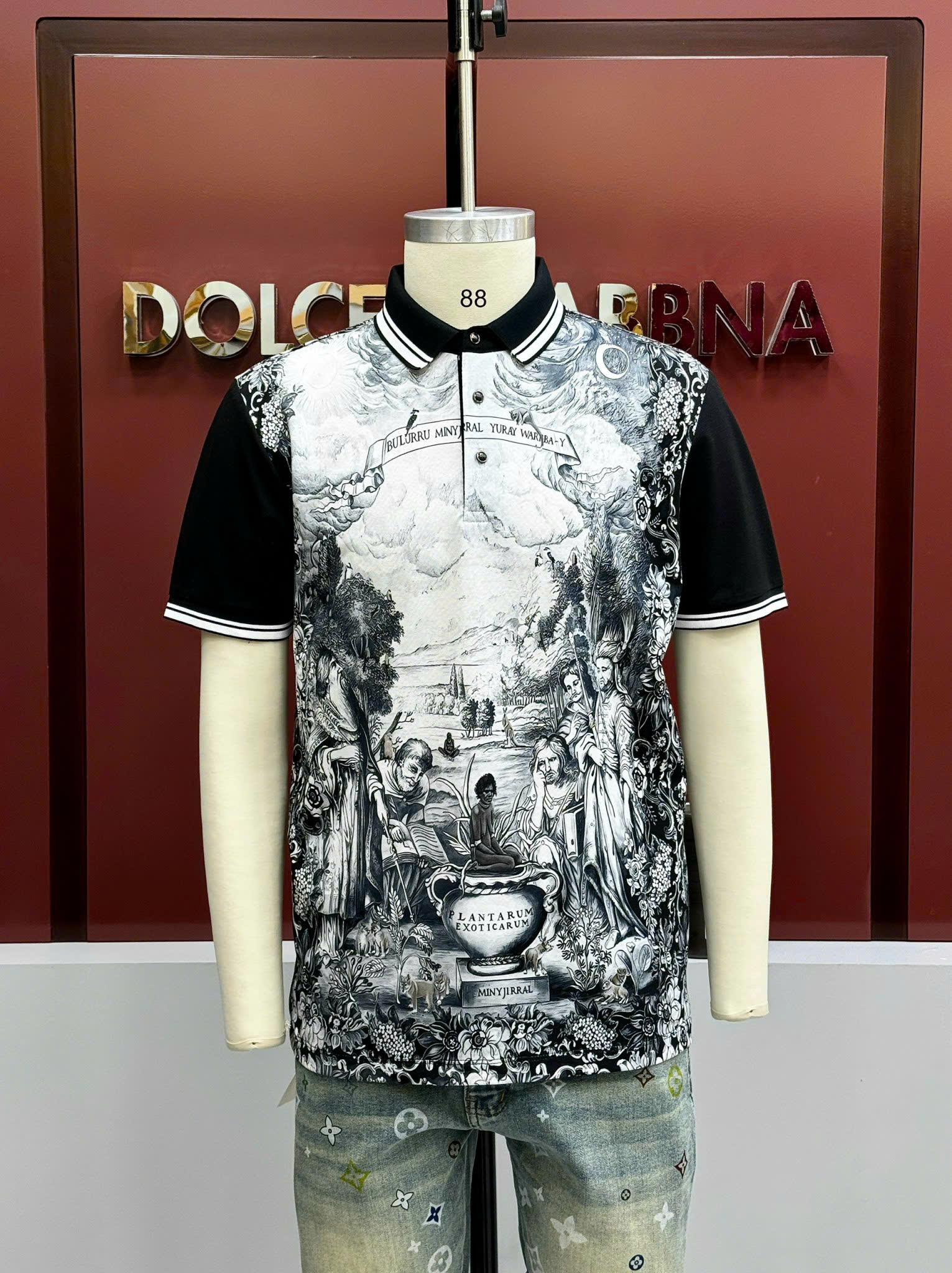 Áo polo Dolce Gabbana DG họa tiết 3D Đen Trắng Like Auth 1-1 on web CD