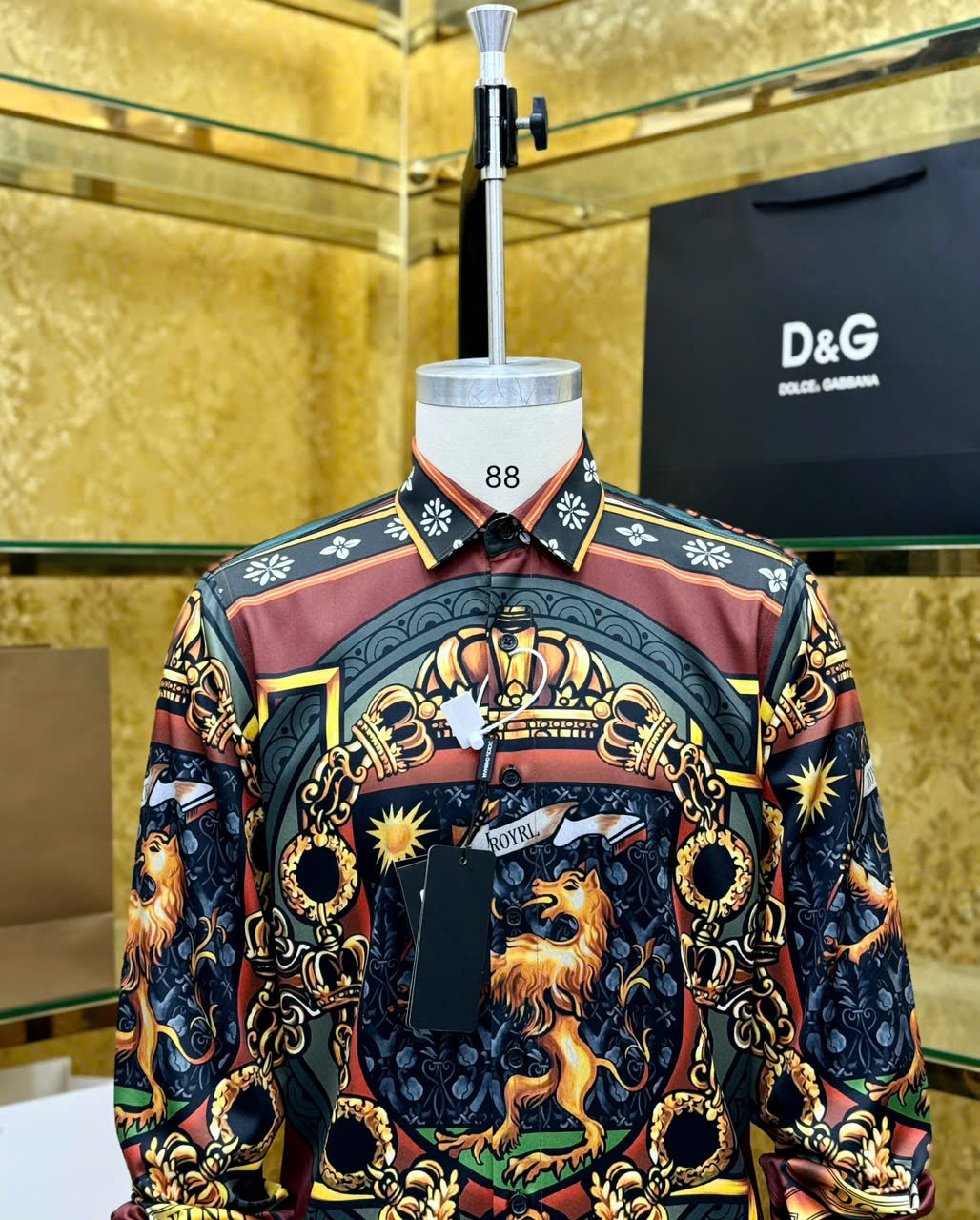 Áo sơ mi dài tay Dolce Gabbana DG họa tiết sư tử phối màu full Like Auth on web CD