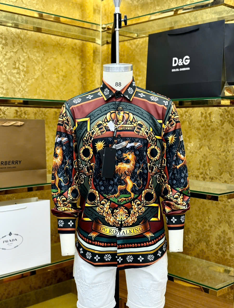 Áo sơ mi dài tay Dolce Gabbana DG họa tiết sư tử phối màu full Like Auth on web CD