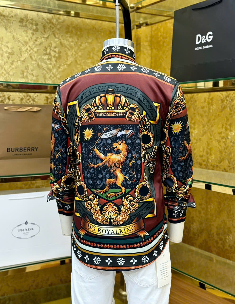 Áo sơ mi dài tay Dolce Gabbana DG họa tiết sư tử phối màu full Like Auth on web CD