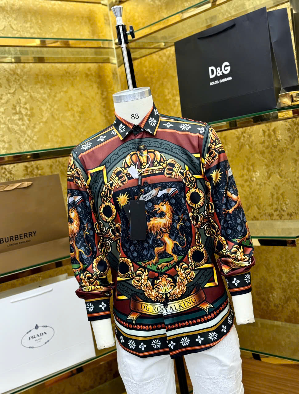 Áo sơ mi dài tay Dolce Gabbana DG họa tiết sư tử phối màu full Like Auth on web CD