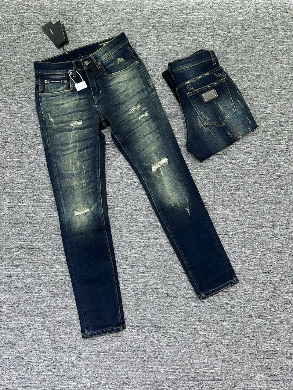 Quần Jean Dolce Gabbana DG Xanh rách xước mài Like Auth on web LK