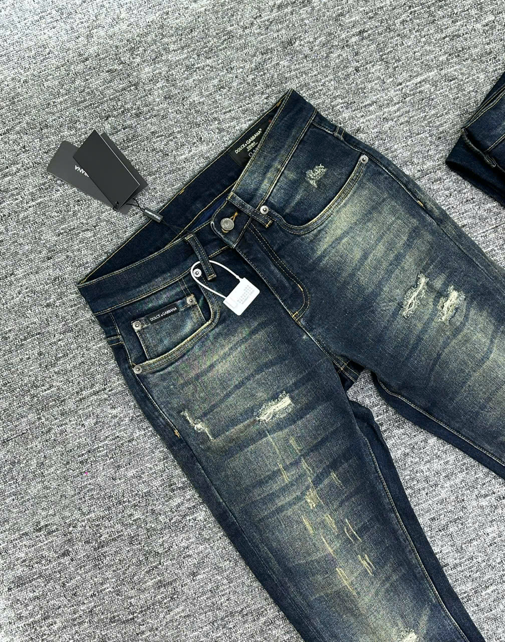 Quần Jean Dolce Gabbana DG Xanh rách xước mài Like Auth on web LK