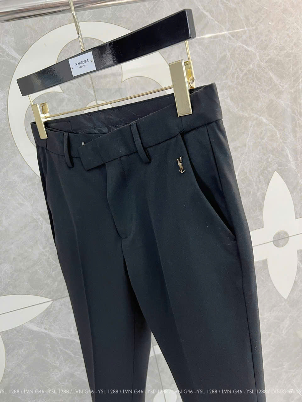 Quần Tây, Âu Saint Laurent Đen trơn logo YSL Like Auth on web LK