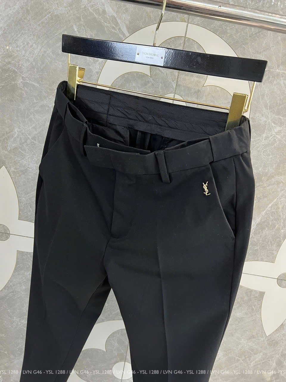 Quần Tây, Âu Saint Laurent Đen trơn logo YSL Like Auth on web LK