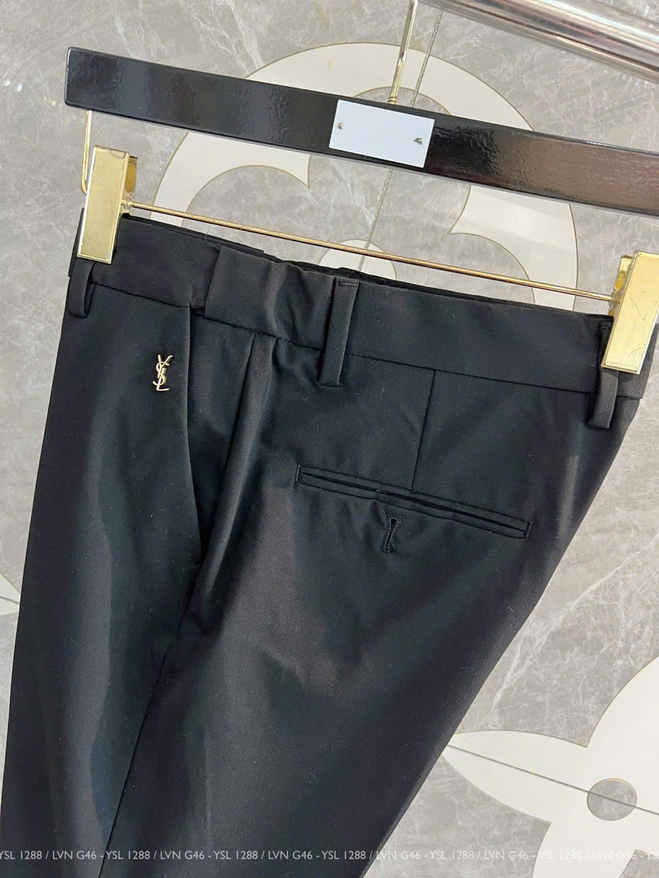 Quần Tây, Âu Saint Laurent Đen trơn logo YSL Like Auth on web LK
