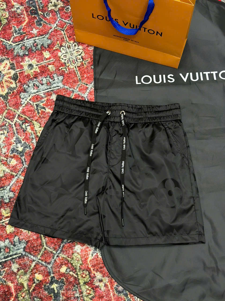 Quần short gió Louis Vuitton LV Đen họa tiết hoa vân to Like Auth 1-1 on web NV