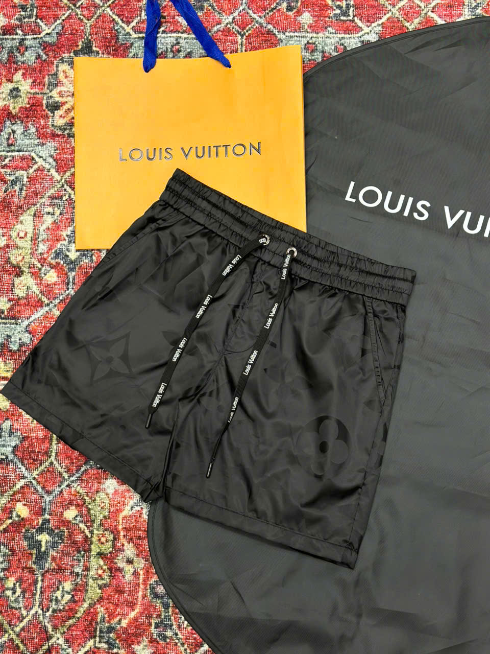 Quần short gió Louis Vuitton LV Đen họa tiết hoa vân to Like Auth 1-1 on web NV