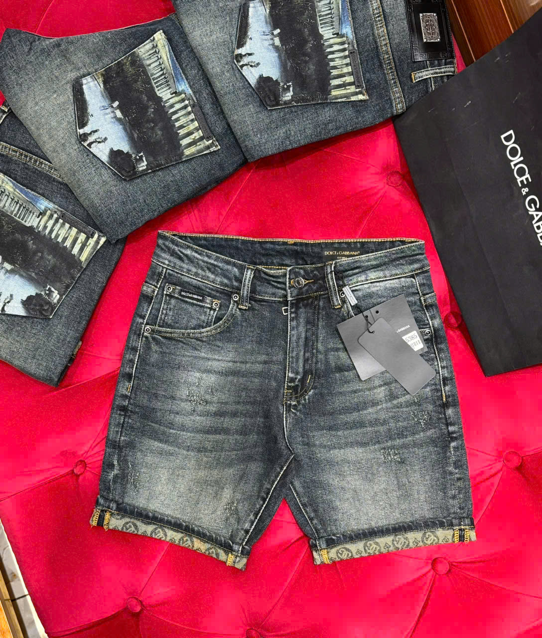 Quần short gió Dolce Gabbana DG Xanh họa tiết hồ 3D túi sau Like Auth 1-1 on web CD