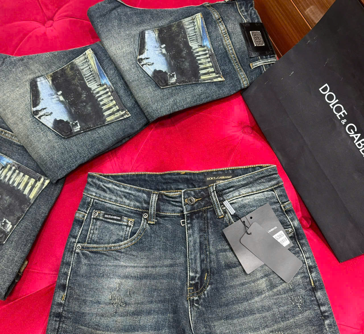 Quần short gió Dolce Gabbana DG Xanh họa tiết hồ 3D túi sau Like Auth 1-1 on web CD