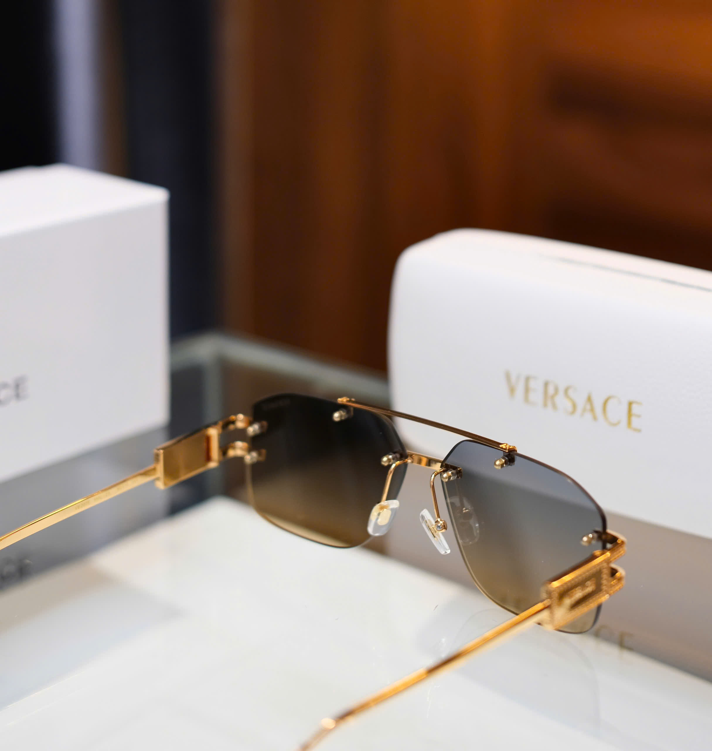 Kính mắt thời trang Versace VS loang màu không viền gọng kim loại Like Auth on web fullbox DDT