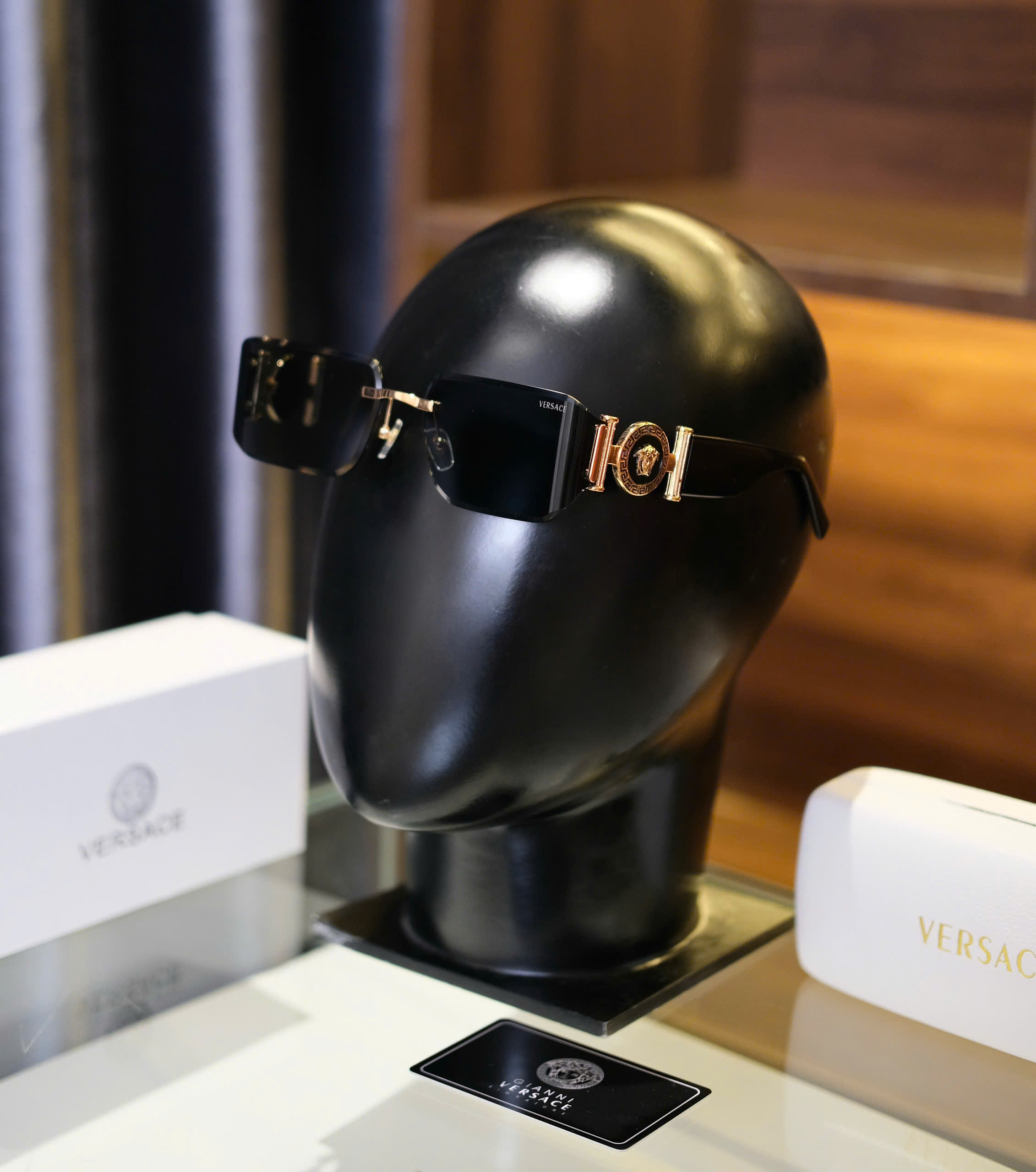 Kính mắt thời trang Versace VS Đen không viền logo tròn gọng Like Auth on web fullbox DDT