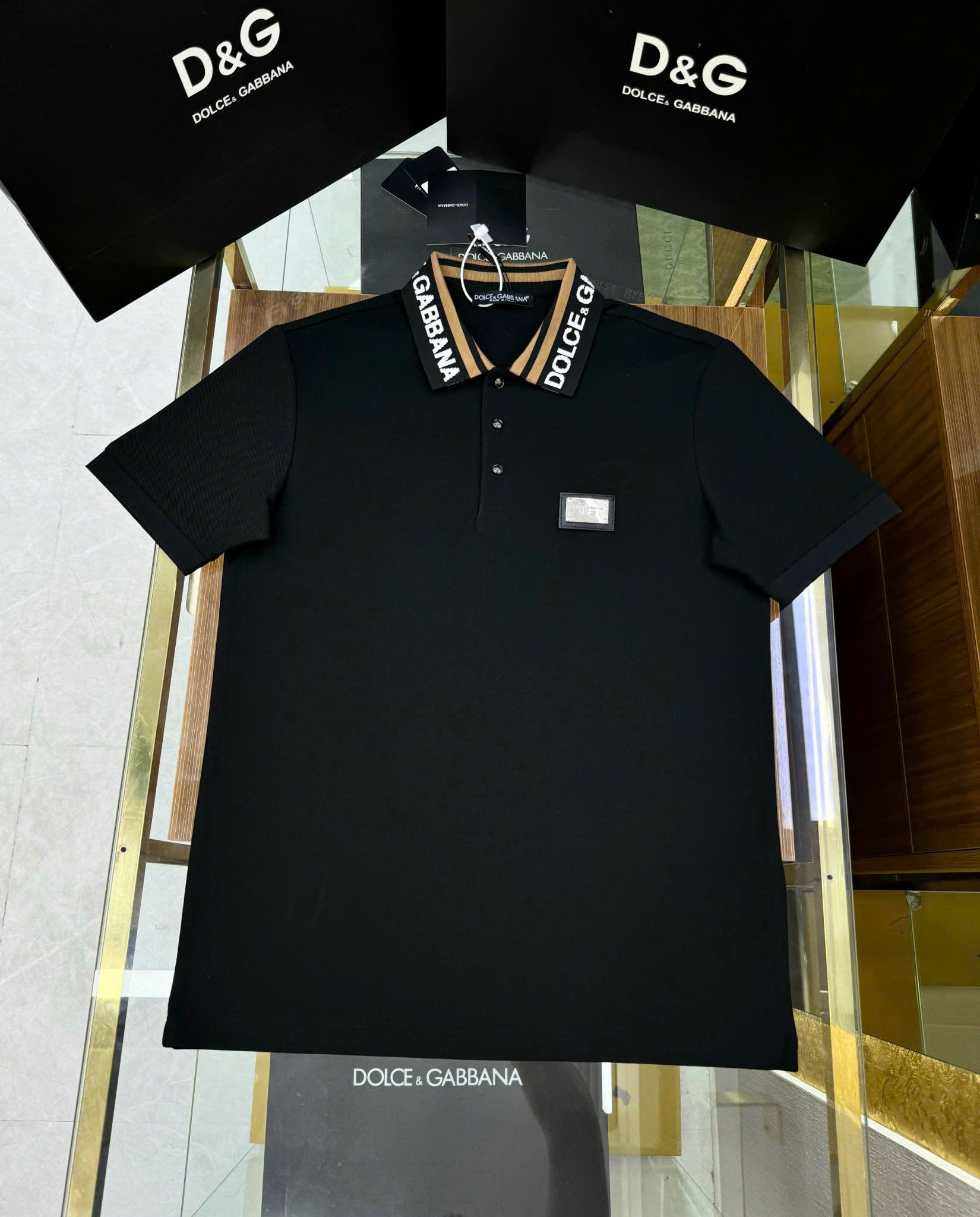 Áo polo Dolce Gabbana DG logo chữ phối màu cổ Like Auth 1-1 on web MK