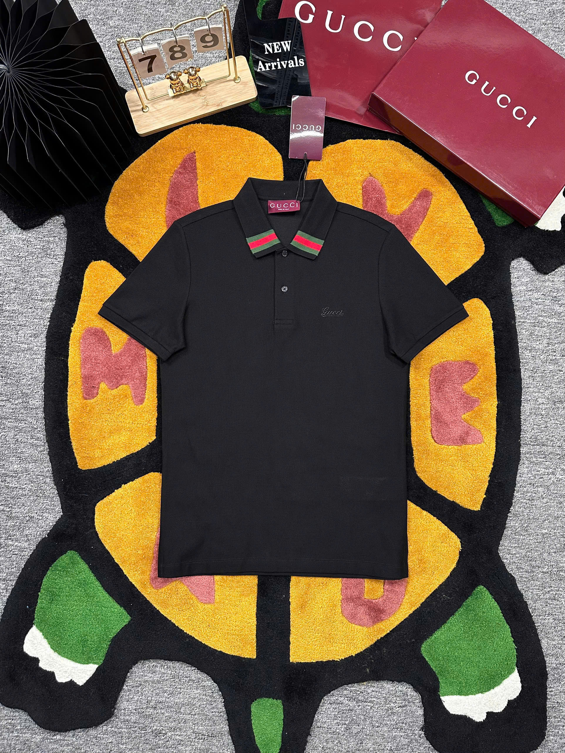 Áo polo Gucci GC trơn phối kẻ sọc Xanh Đỏ cổ Like Auth 1-1 on web MK