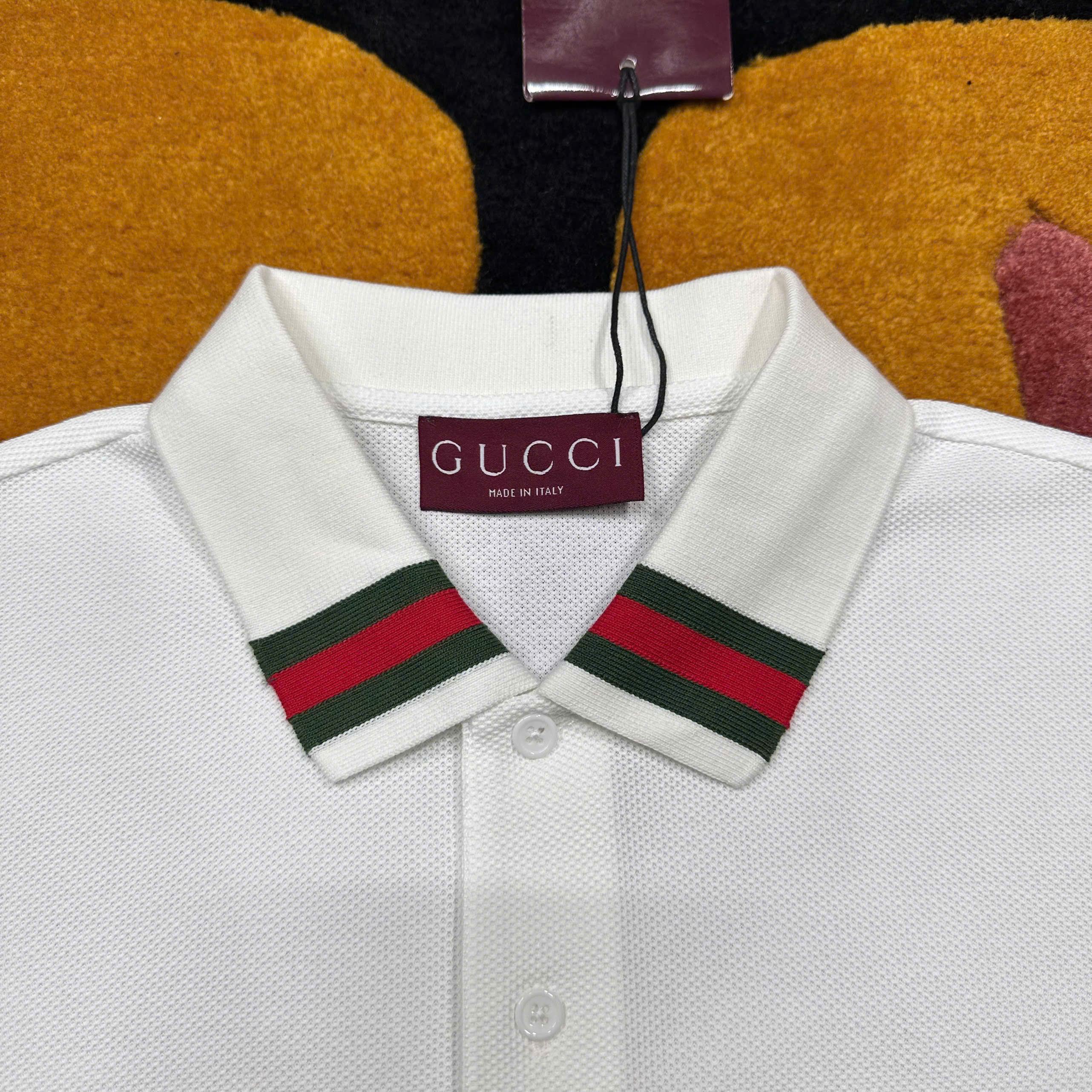 Áo polo Gucci GC trơn phối kẻ sọc Xanh Đỏ cổ Like Auth 1-1 on web MK