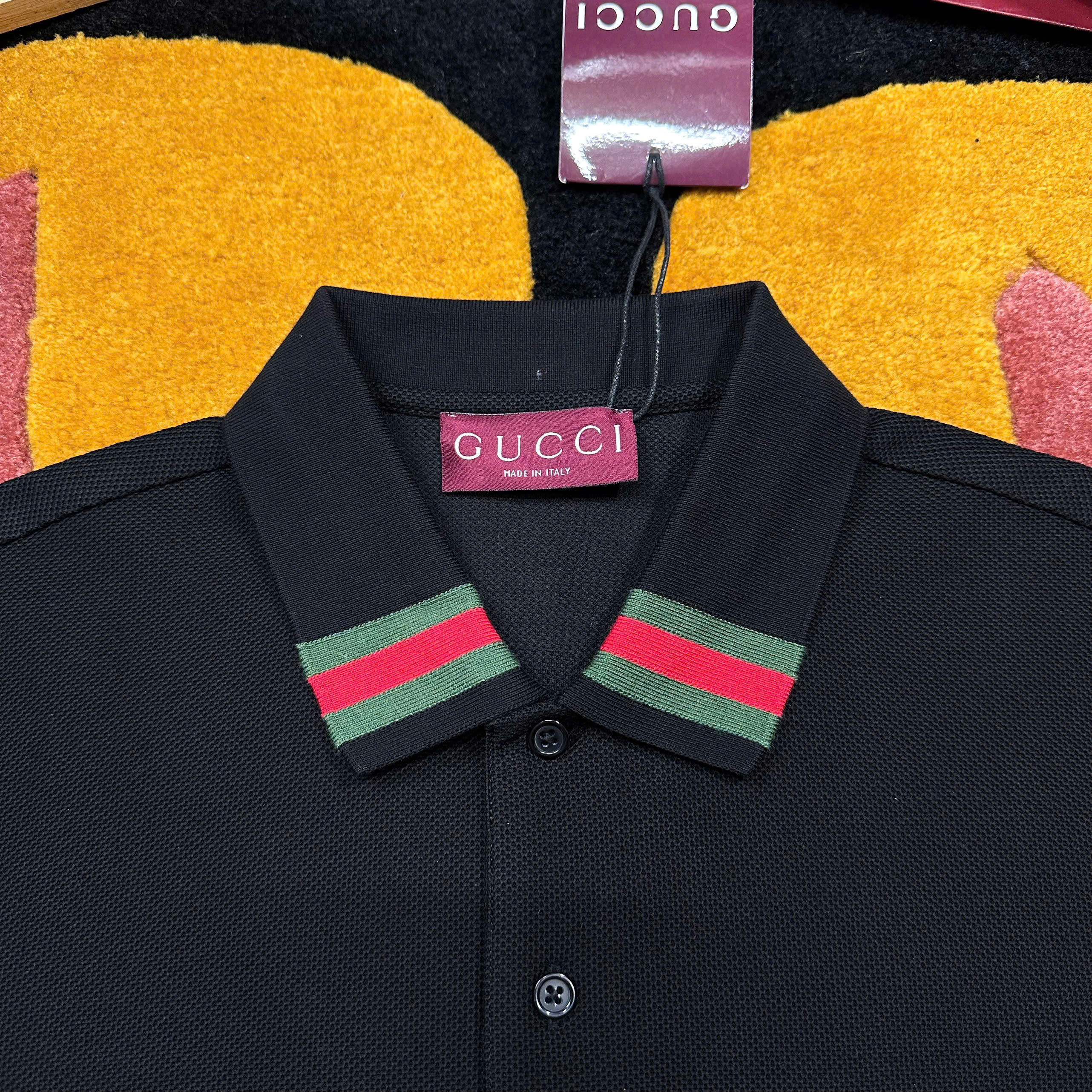 Áo polo Gucci GC trơn phối kẻ sọc Xanh Đỏ cổ Like Auth 1-1 on web MK