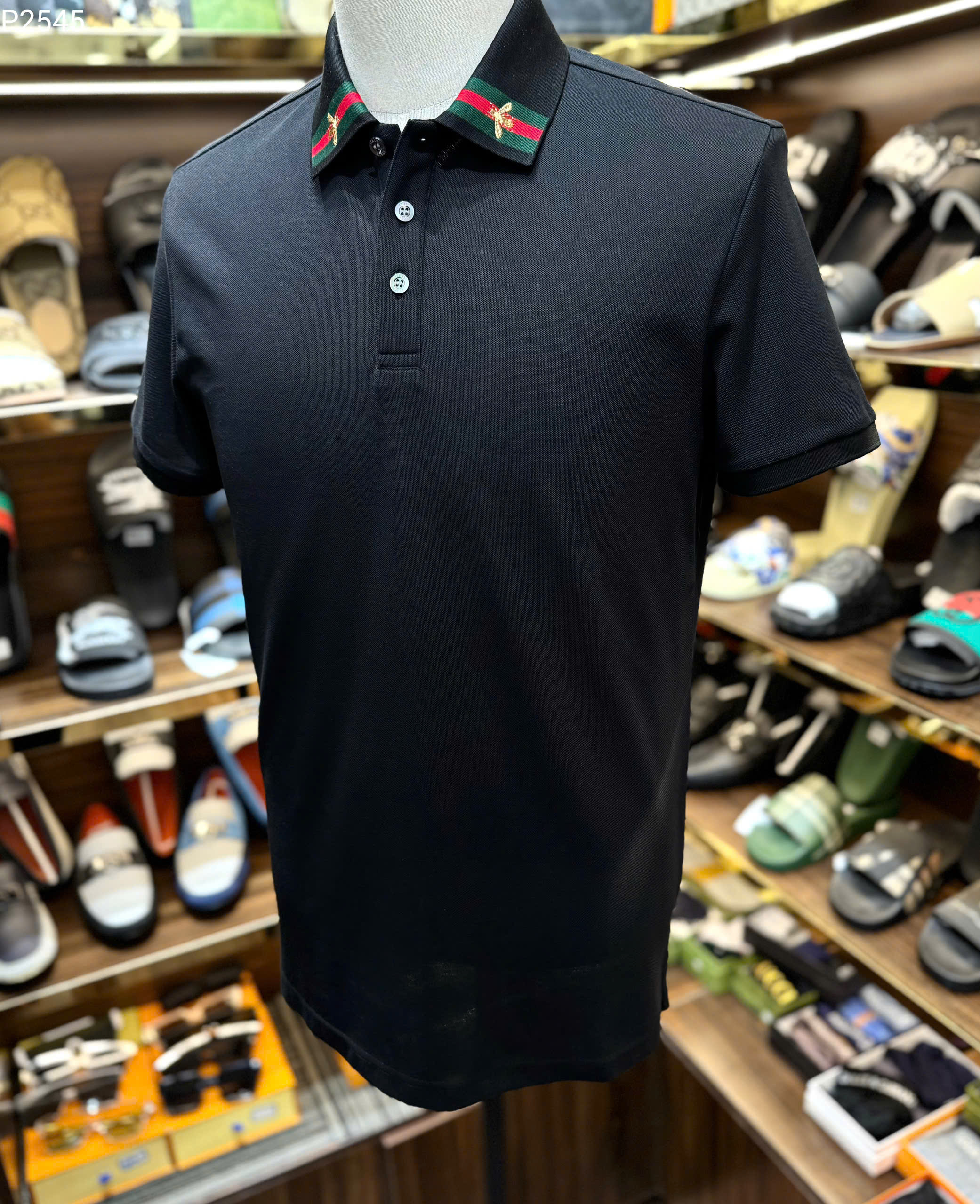 Áo polo Gucci GC Ong kẻ sọc Xanh Đỏ cổ Like Auth 1-1 on web MK