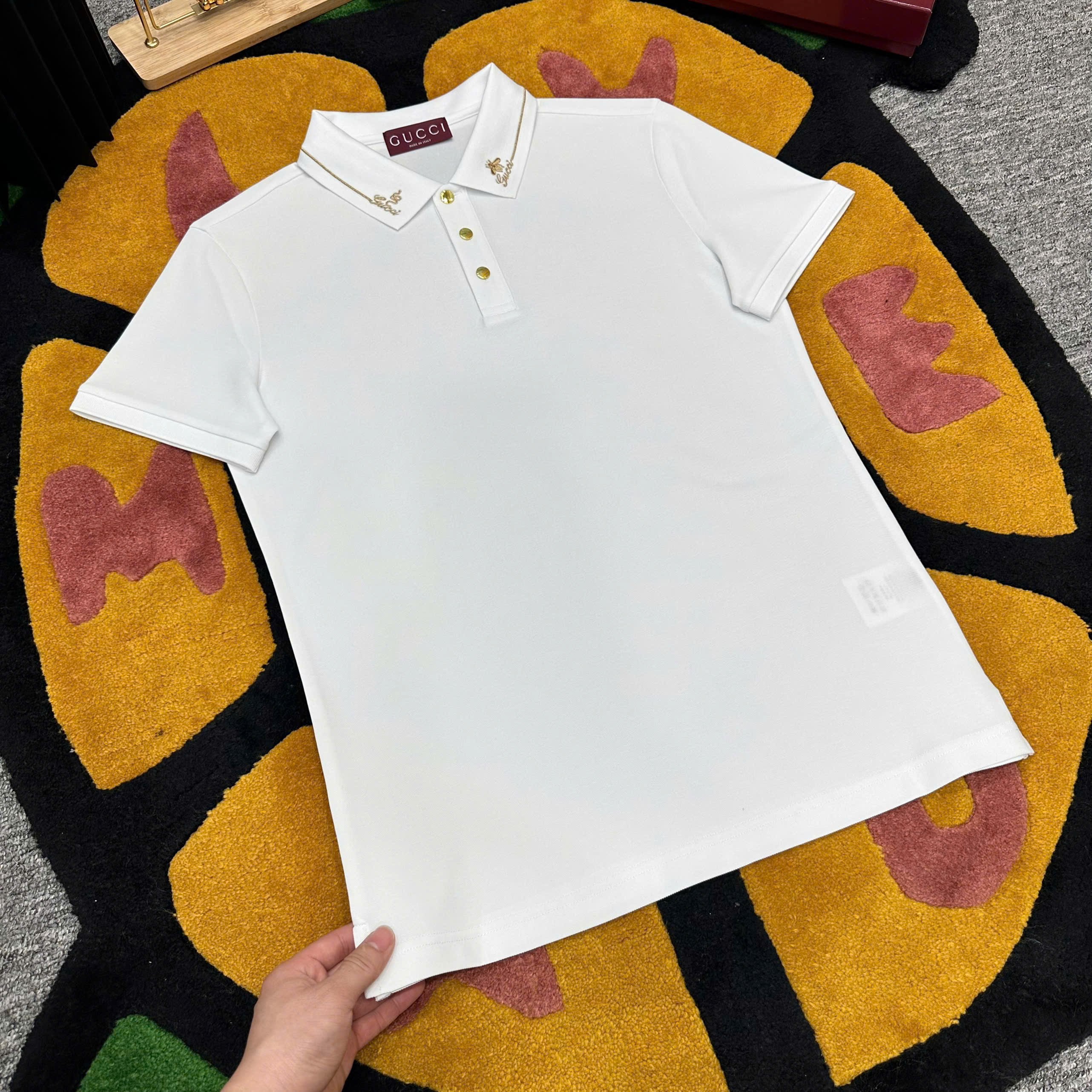 Áo polo Gucci GC logo Ong Rắn thêu cổ Like Auth 1-1 on web MK