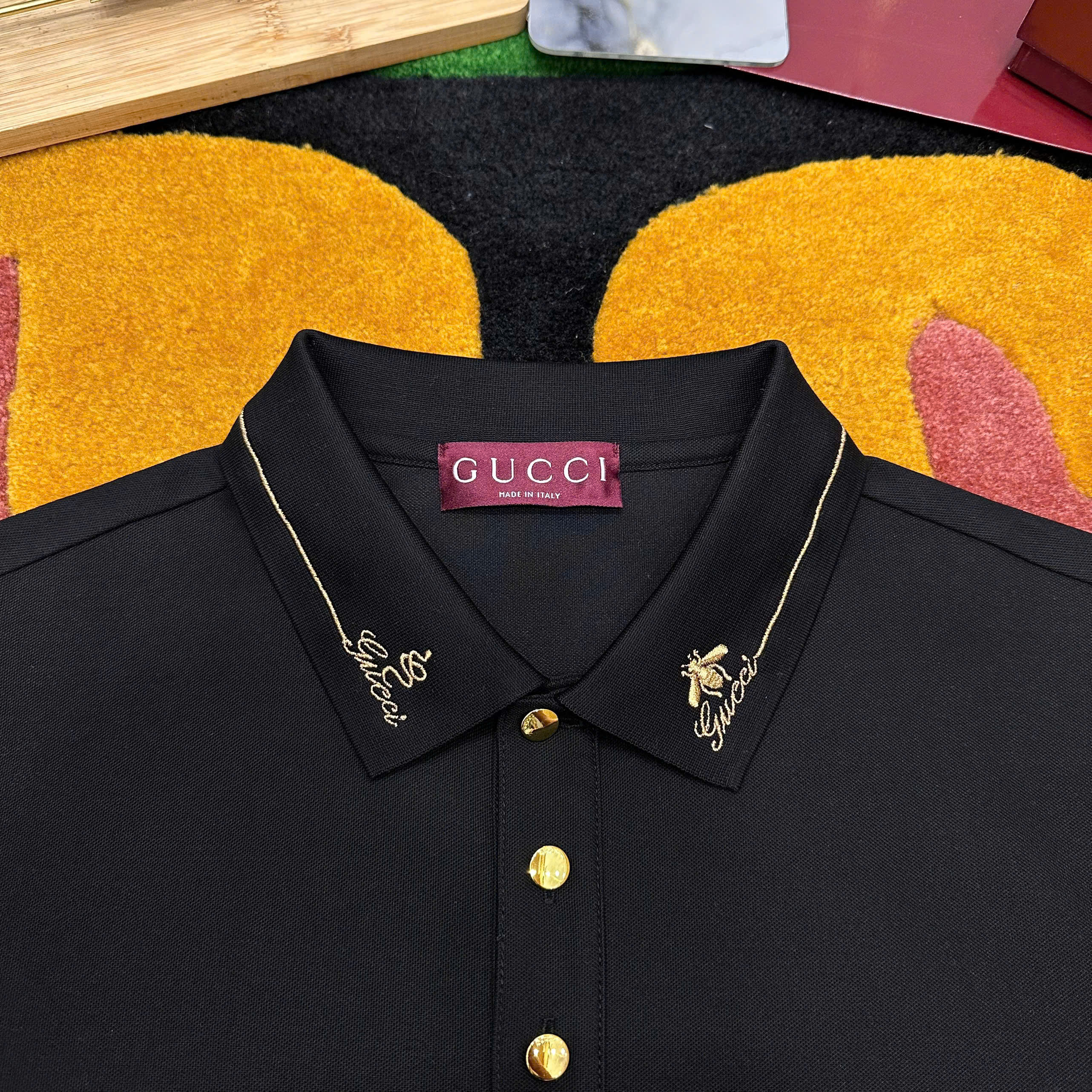 Áo polo Gucci GC logo Ong Rắn thêu cổ Like Auth 1-1 on web MK