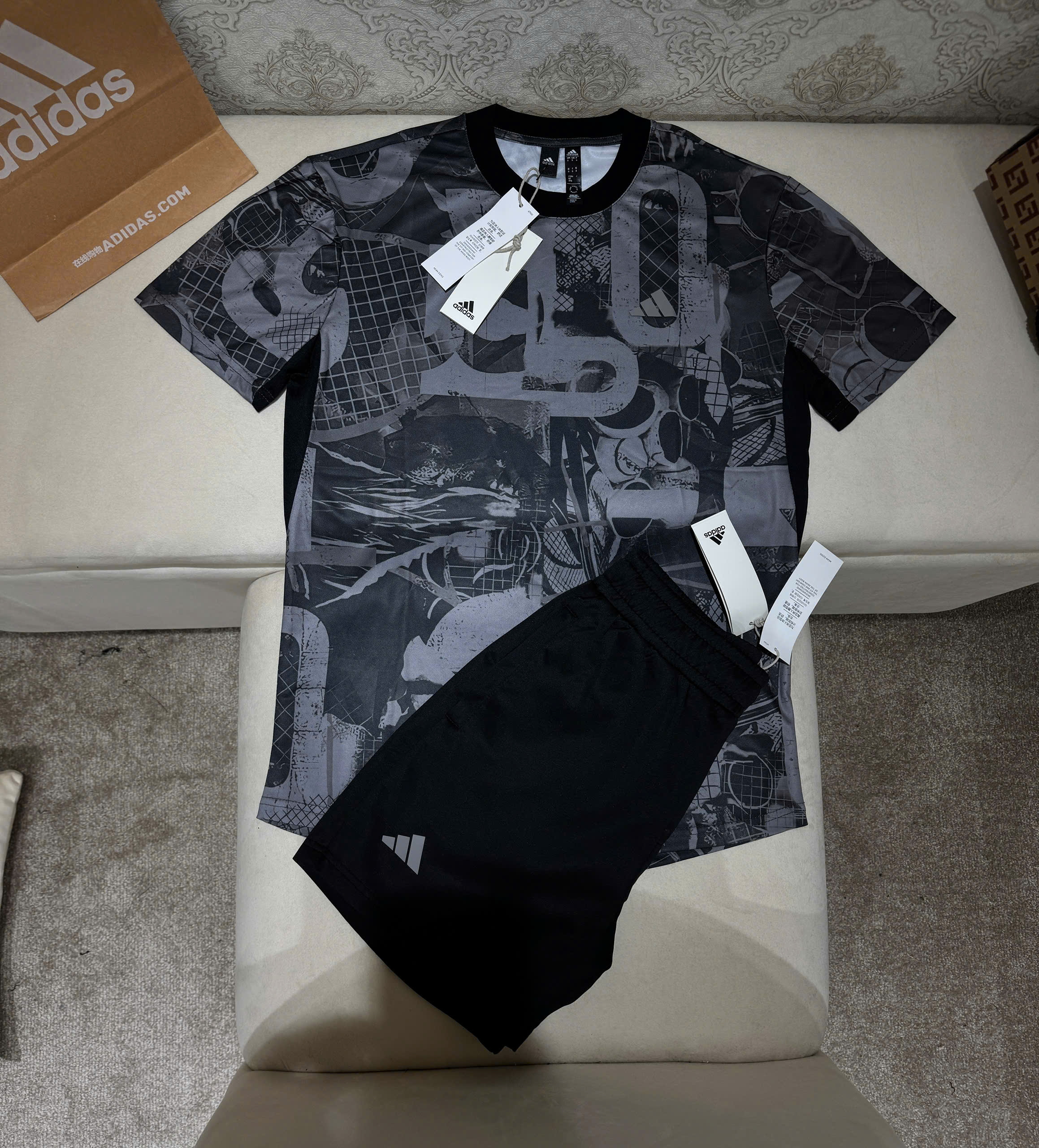 Bộ, Set hè Adidas A họa tiết chữ loang màu Like Auth on web NV