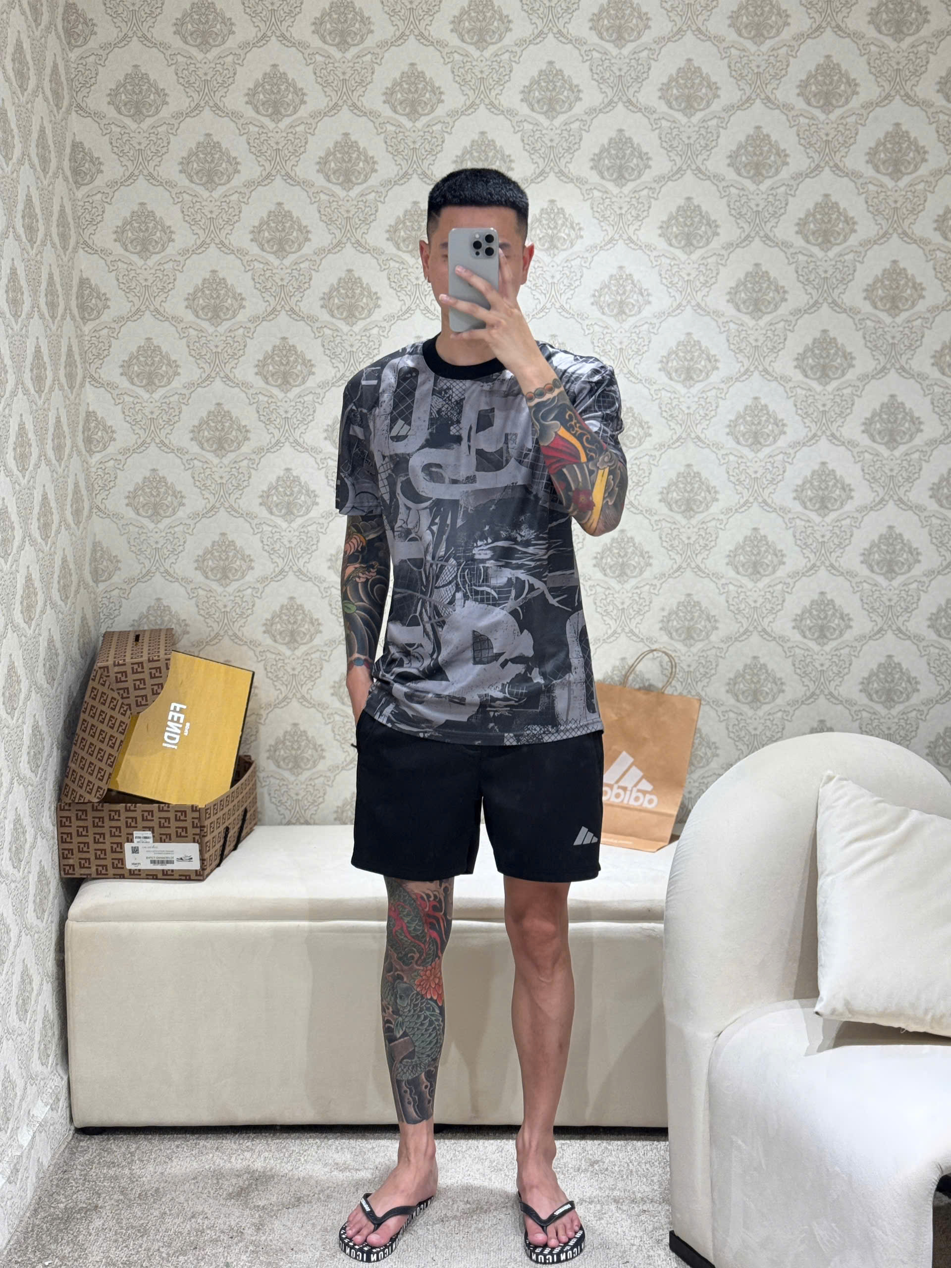 Bộ, Set hè Adidas A họa tiết chữ loang màu Like Auth on web NV