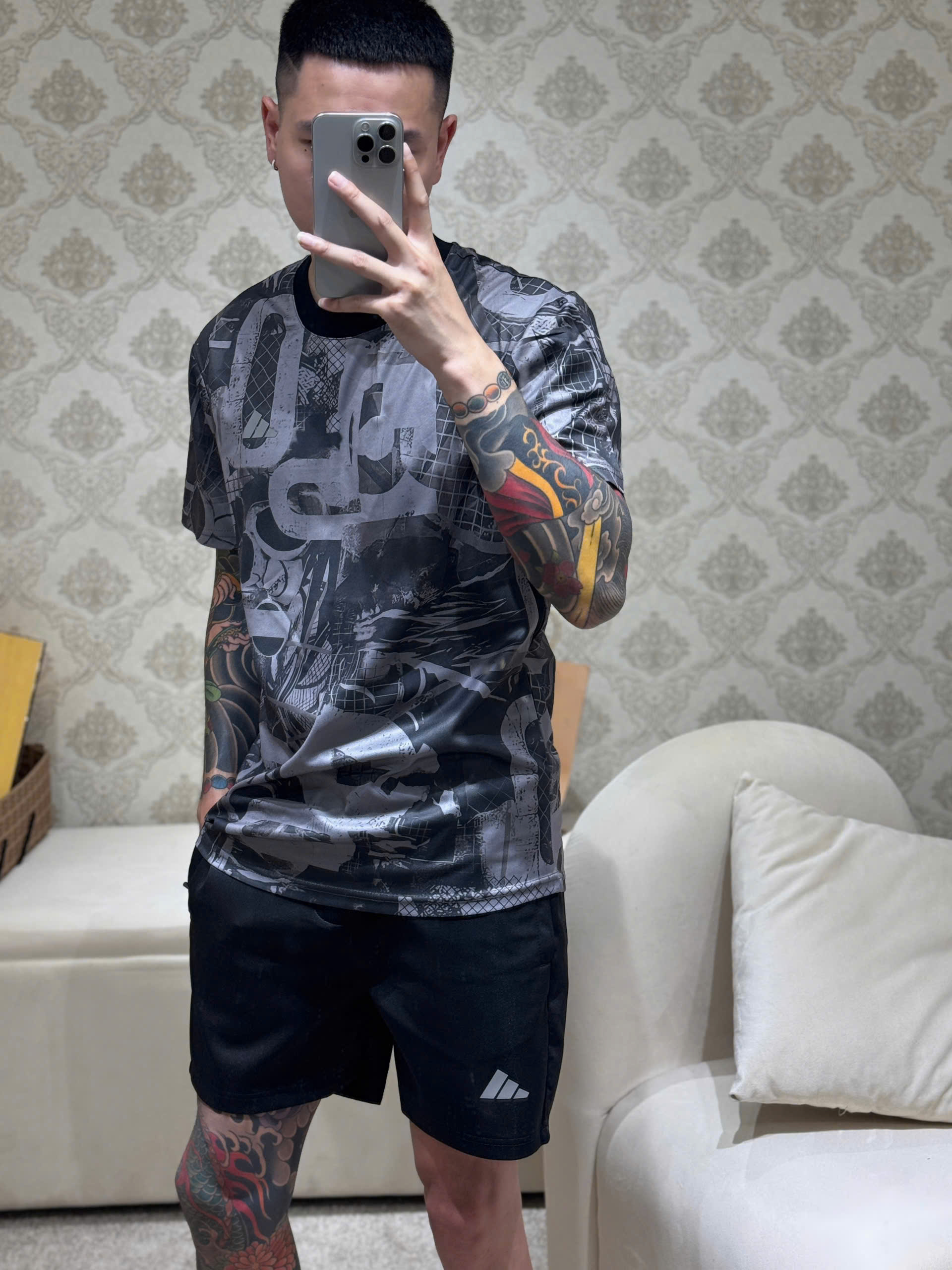 Bộ, Set hè Adidas A họa tiết chữ loang màu Like Auth on web NV