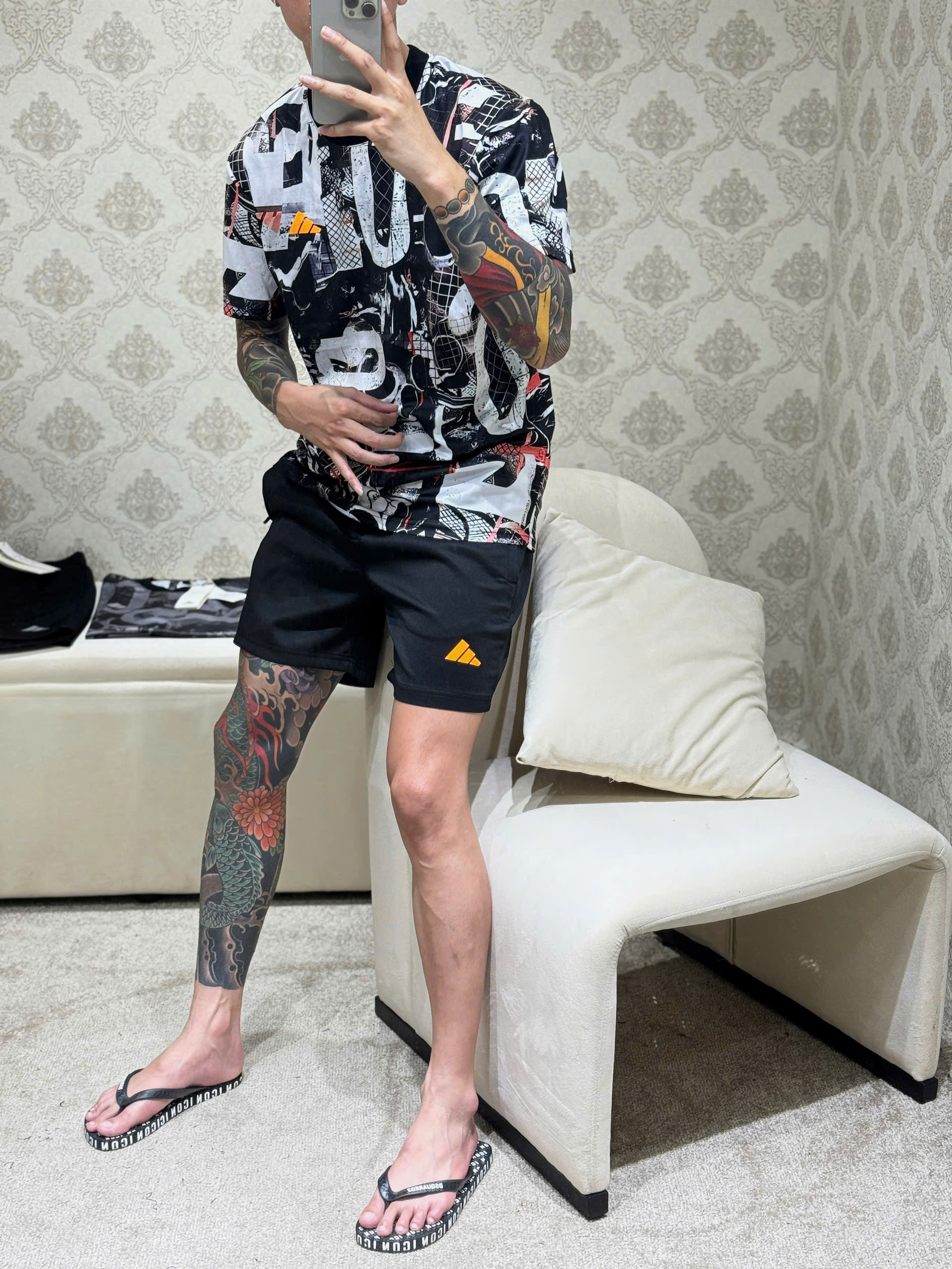 Bộ, Set hè Adidas A họa tiết chữ loang màu Like Auth on web NV