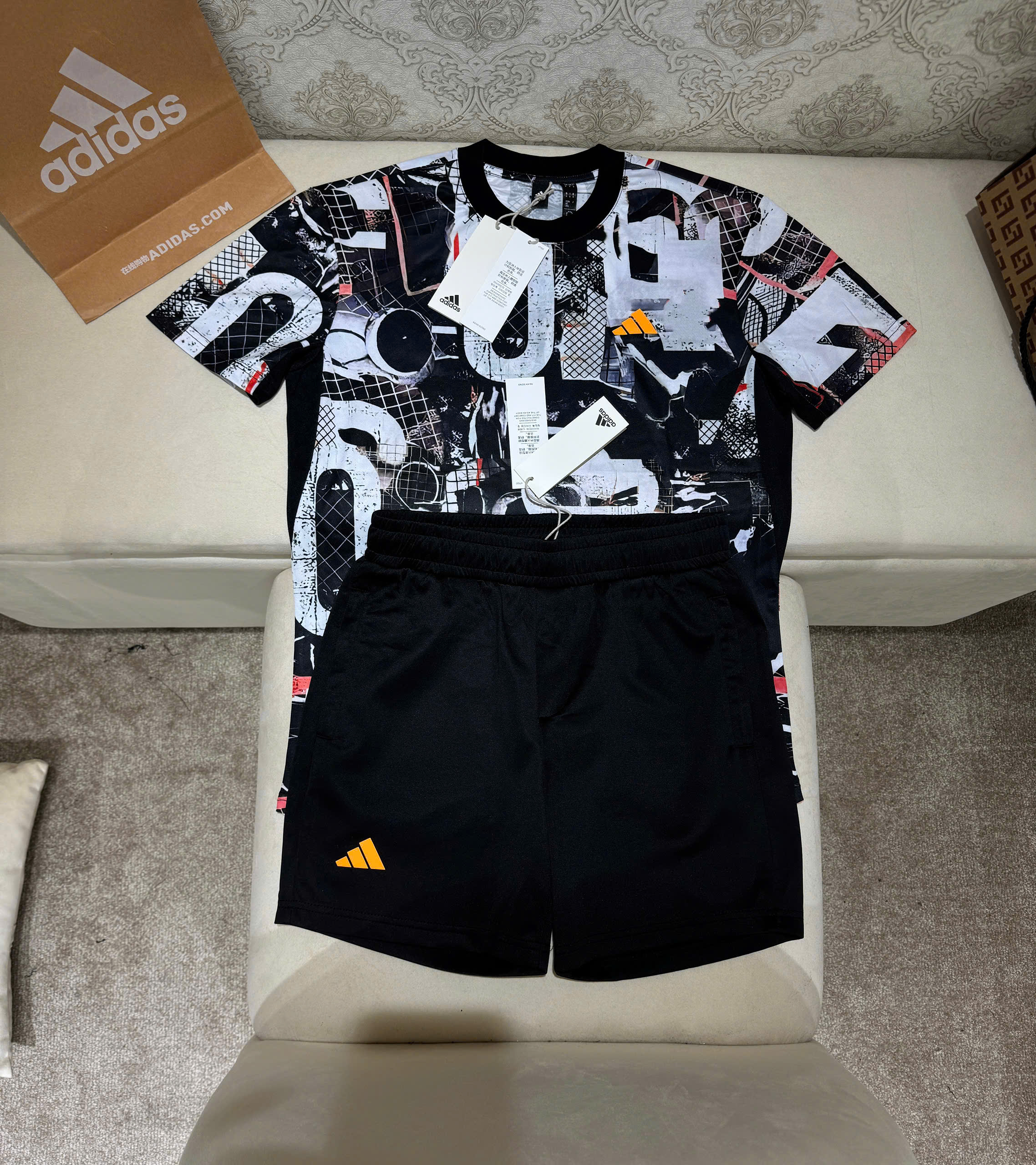 Bộ, Set hè Adidas A họa tiết chữ loang màu Like Auth on web NV