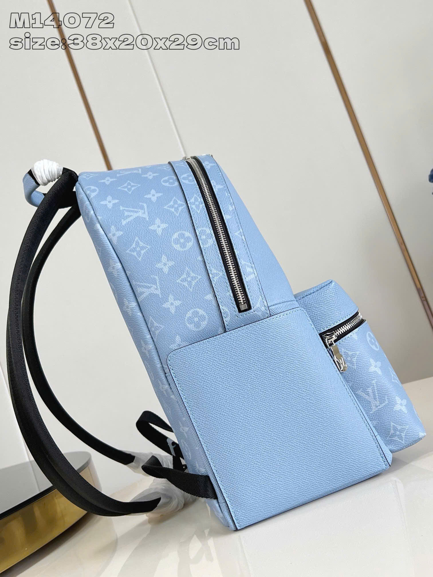 Balo thời trang Louis Vuitton LV Xanh dương nhạt trơn phối hoa vân size 38x20x29cm Like Auth on web fullbox bill thẻ PLD