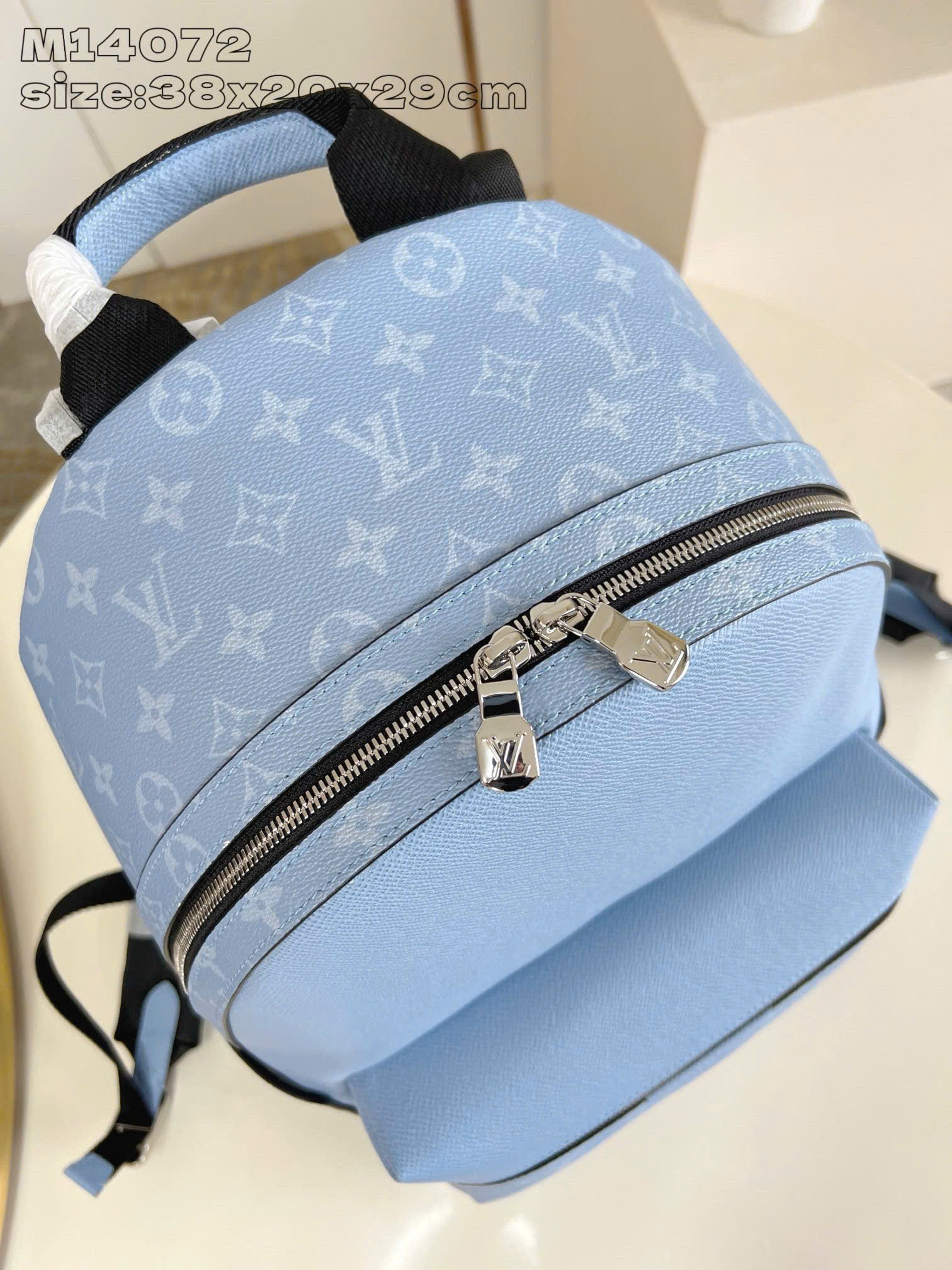 Balo thời trang Louis Vuitton LV Xanh dương nhạt trơn phối hoa vân size 38x20x29cm Like Auth on web fullbox bill thẻ PLD
