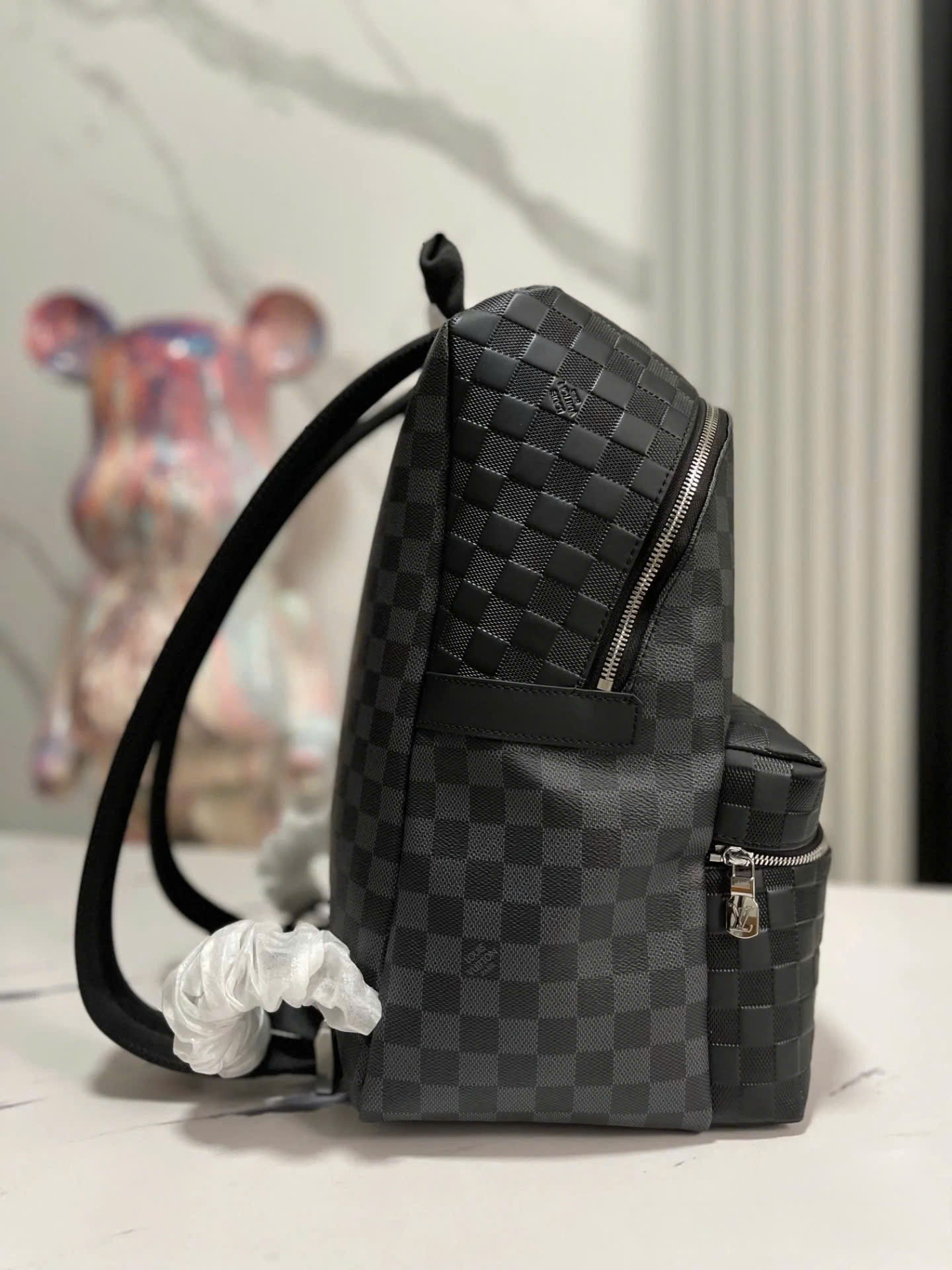 Balo thời trang Louis Vuitton Đen họa tiết hoa vân logo full size 38x20x29cm Like Auth on web fullbox bill thẻ PLD