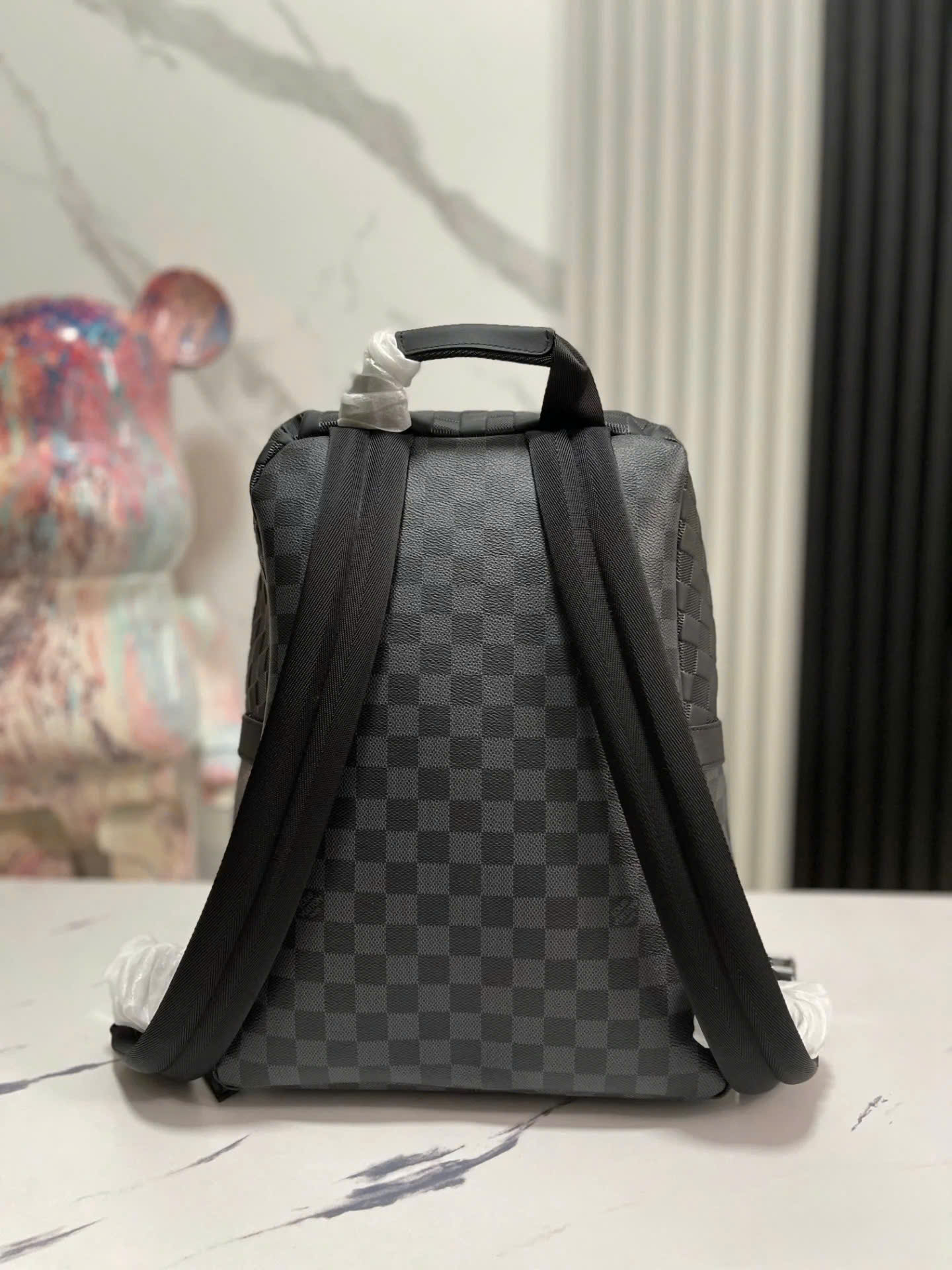 Balo thời trang Louis Vuitton Đen họa tiết hoa vân logo full size 38x20x29cm Like Auth on web fullbox bill thẻ PLD