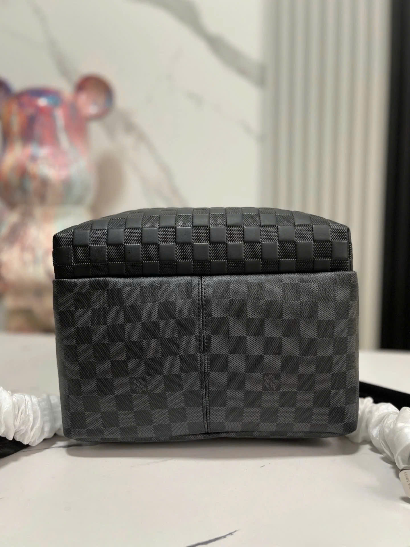 Balo thời trang Louis Vuitton Đen họa tiết hoa vân logo full size 38x20x29cm Like Auth on web fullbox bill thẻ PLD