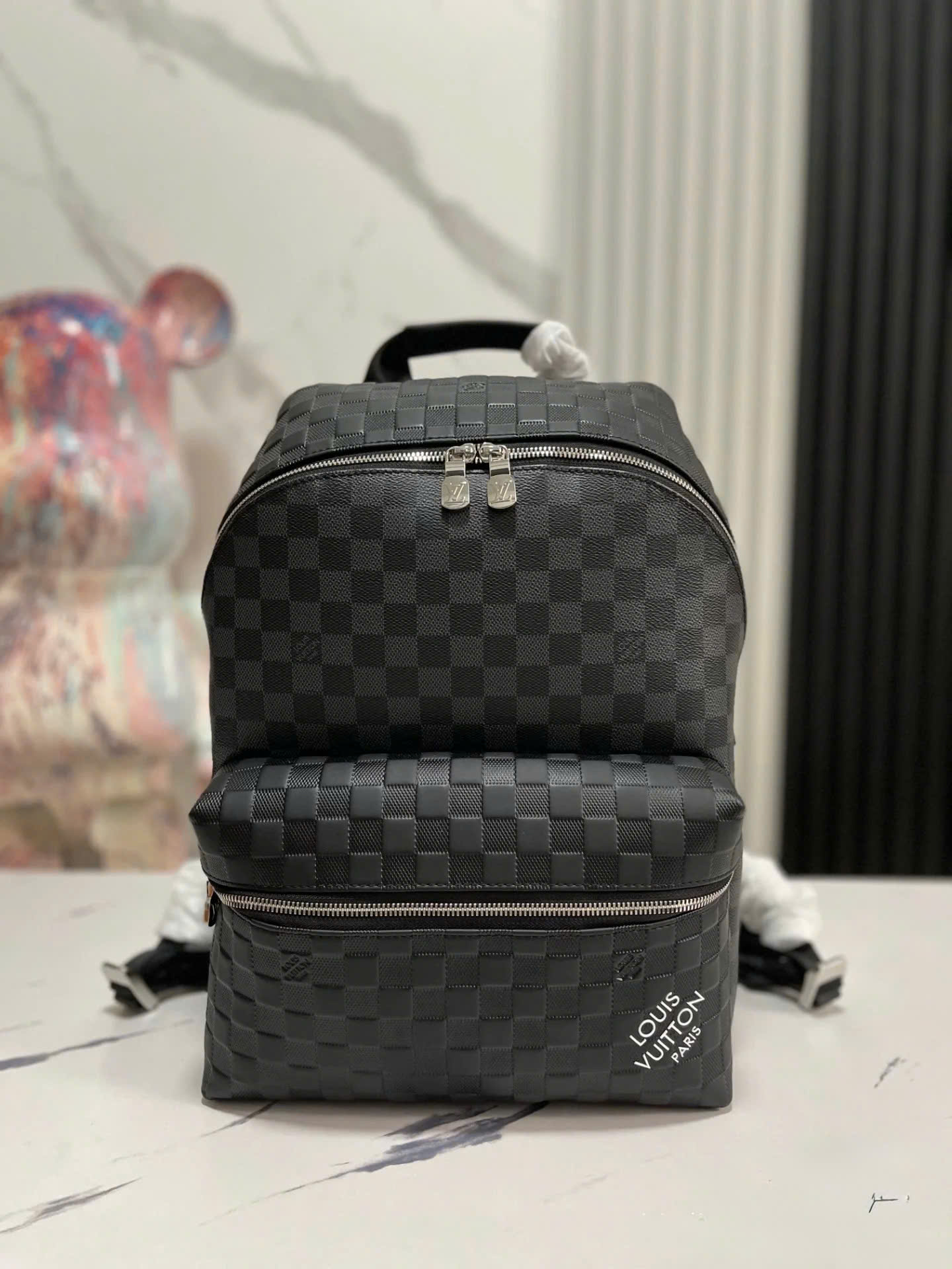 Balo thời trang Louis Vuitton Đen họa tiết hoa vân logo full size 38x20x29cm Like Auth on web fullbox bill thẻ PLD