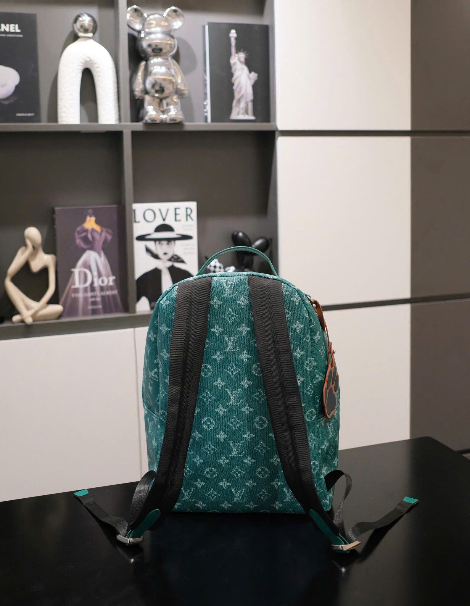 Balo thời trang Louis Vuitton LV Xanh rêu họa tiết hoa vân logo full size 40cm Like Auth on web fullbox bill thẻ PLD